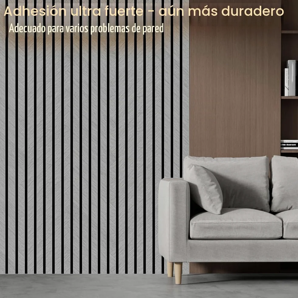 LOMUG Paneles acústicos autoadhesivos de madera 300x40cm, paneles de pared con aspecto de madera, decoración de pared 3D, panel de lamas de protección acústica de chapa de madera, paneles para techos