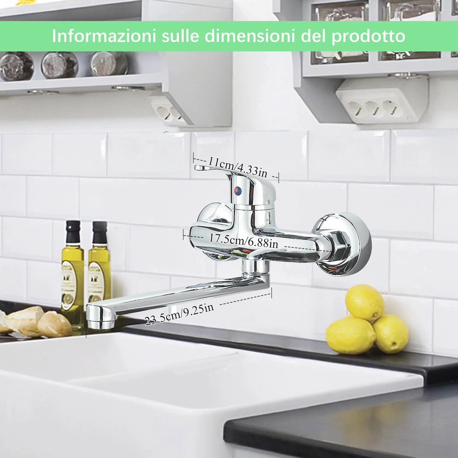 Mezclador de pared para fregadero cocina monomando galvánico boca ajustable