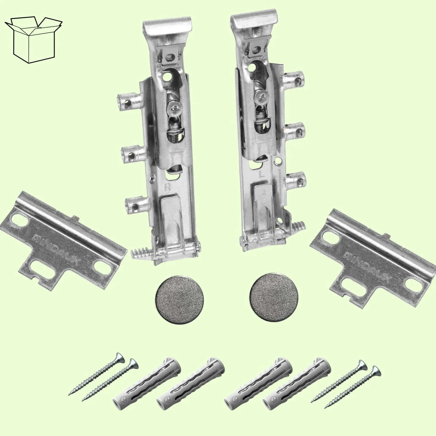 INDAUX Traser-6 perchas invisibles ajustables para muebles suspendidos DIN 68840 níquel 65 kg kit