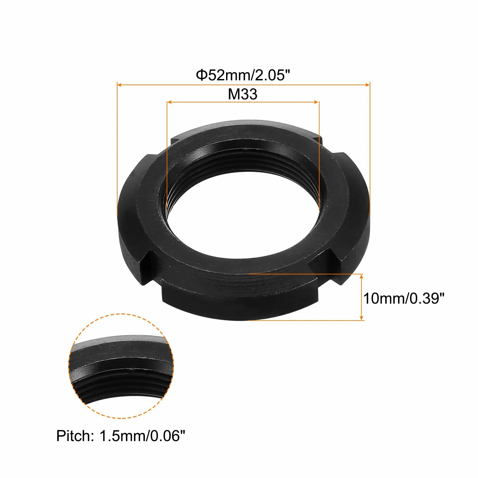 QUARKZMAN M33x1,5mm - 6uds Retención Cuatro-Ranuras Ranurada Redondo Tuerca - Carbono Acero Redondo Bloqueo Tuerca para Varios Rodamientos, Industrial Campo, Negro