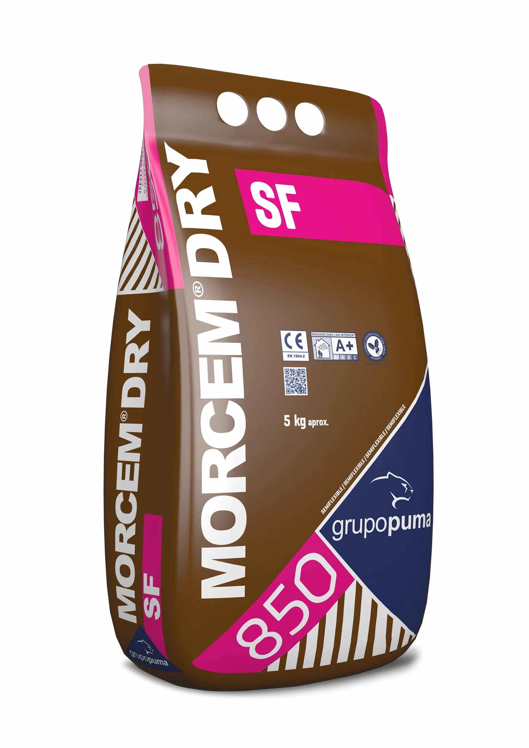 Morcem Dry SF: Mortero impermeable monocomponente para impermeabilización en:duchas, fuentes... Saco 5 kg. Grupo puma
