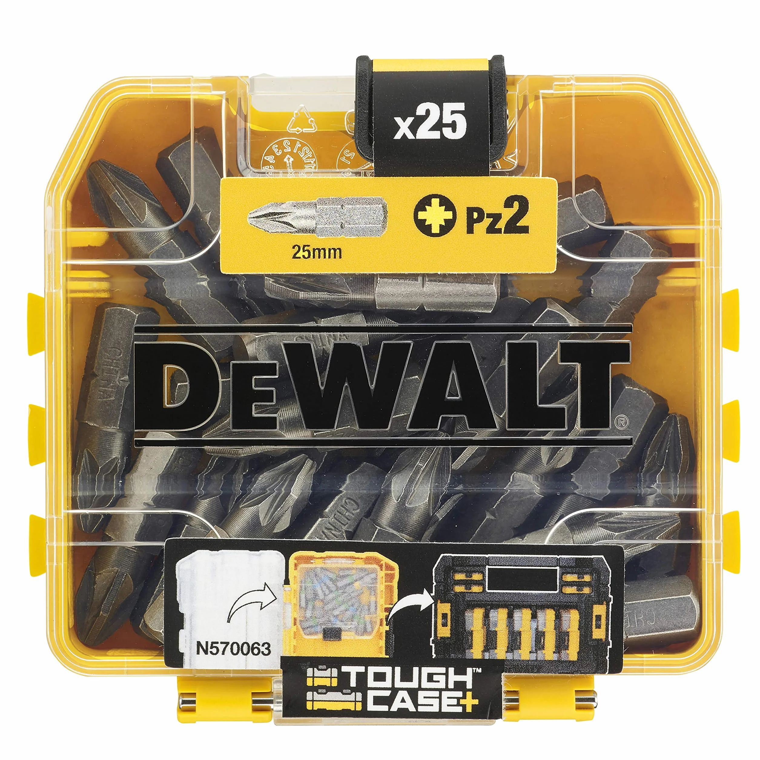 DEWALT DT71521-QZ - Caja de 25 puntas Pz2 de 25 mm, Guía de conducción magnética, Mayor torque, Estuche de Almacenamiento TSTAK
