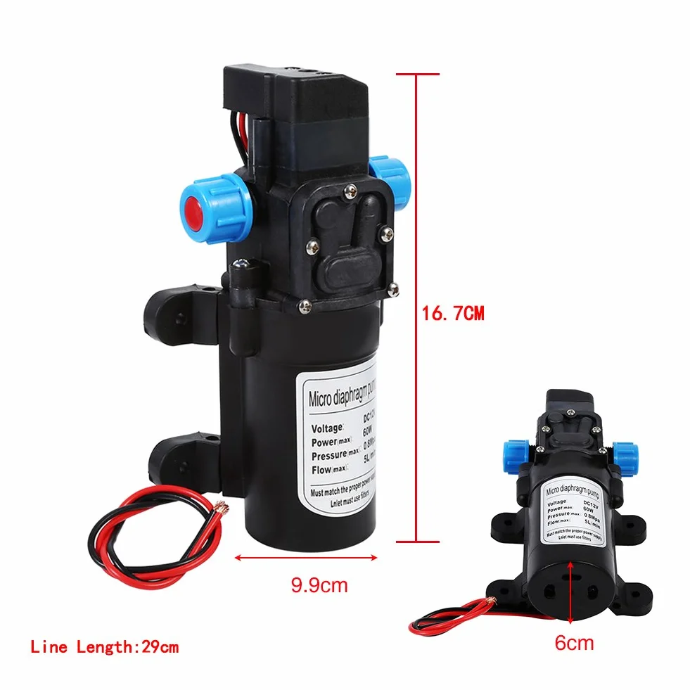 Bomba de agua automática de alta presión para caravana, barco, jardín, camión, barco, 12 V 60 W, 115 psi, 5 l/m