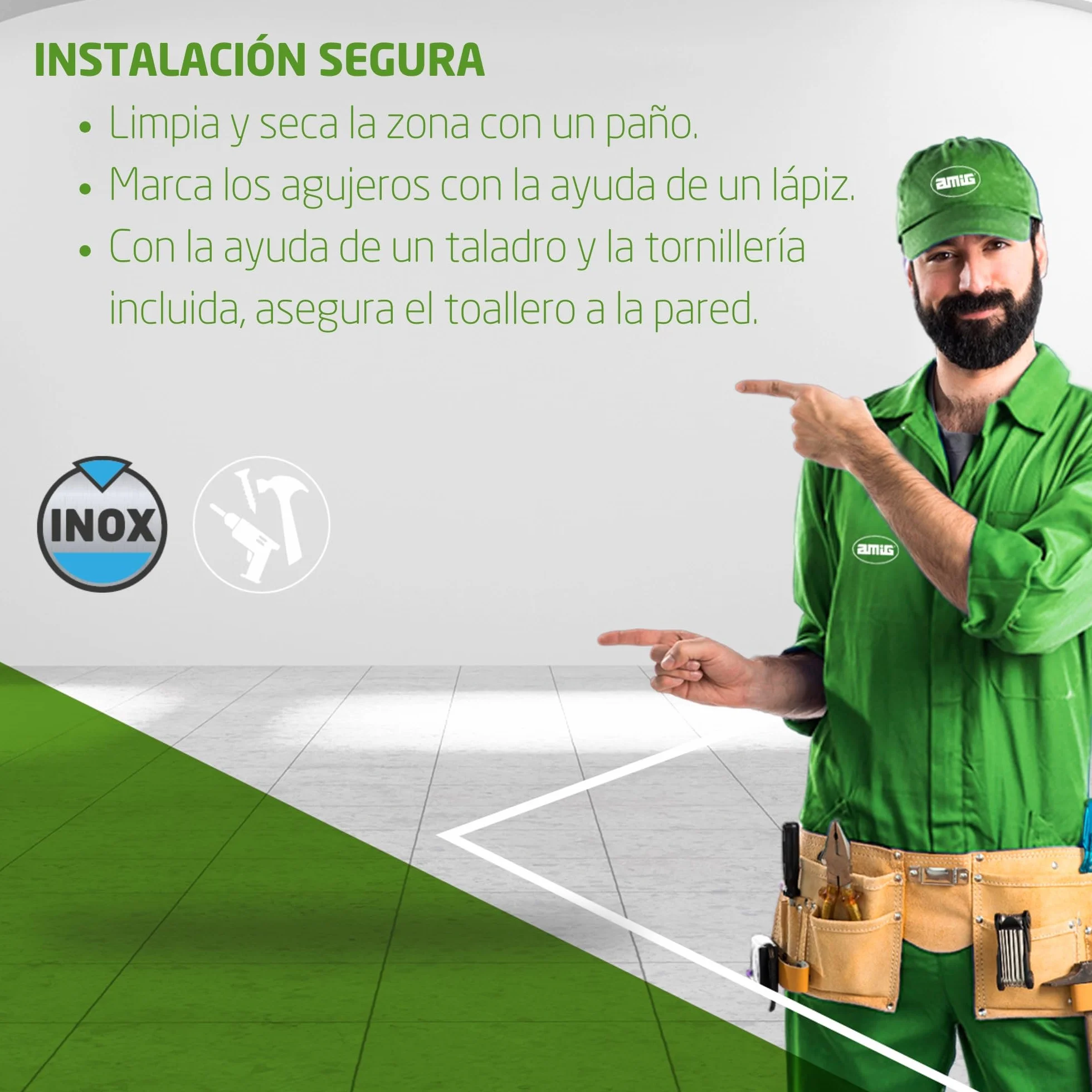 Amig Toallero de Baño Mod. Gorliz-3 Soporte de Pared Acero Inoxidable Oro Mate Ø155 x 52 mm