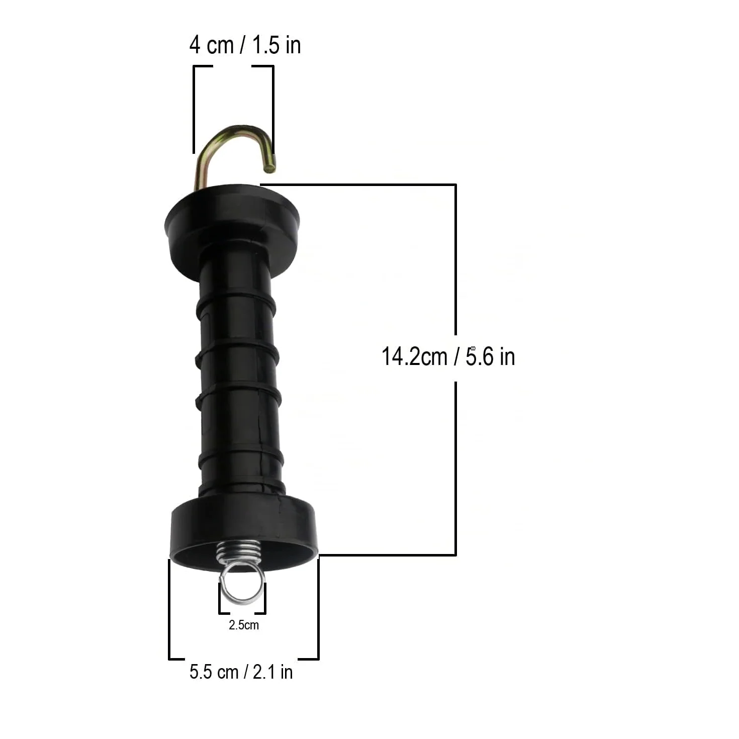 5 Pcs Manija de Puerta de Resorte de Valla Eléctrica, Manijas de Puerta de Valla Eléctrica de Plástico con Aislamiento de Resorte, Accesorios de Granja (Negro)