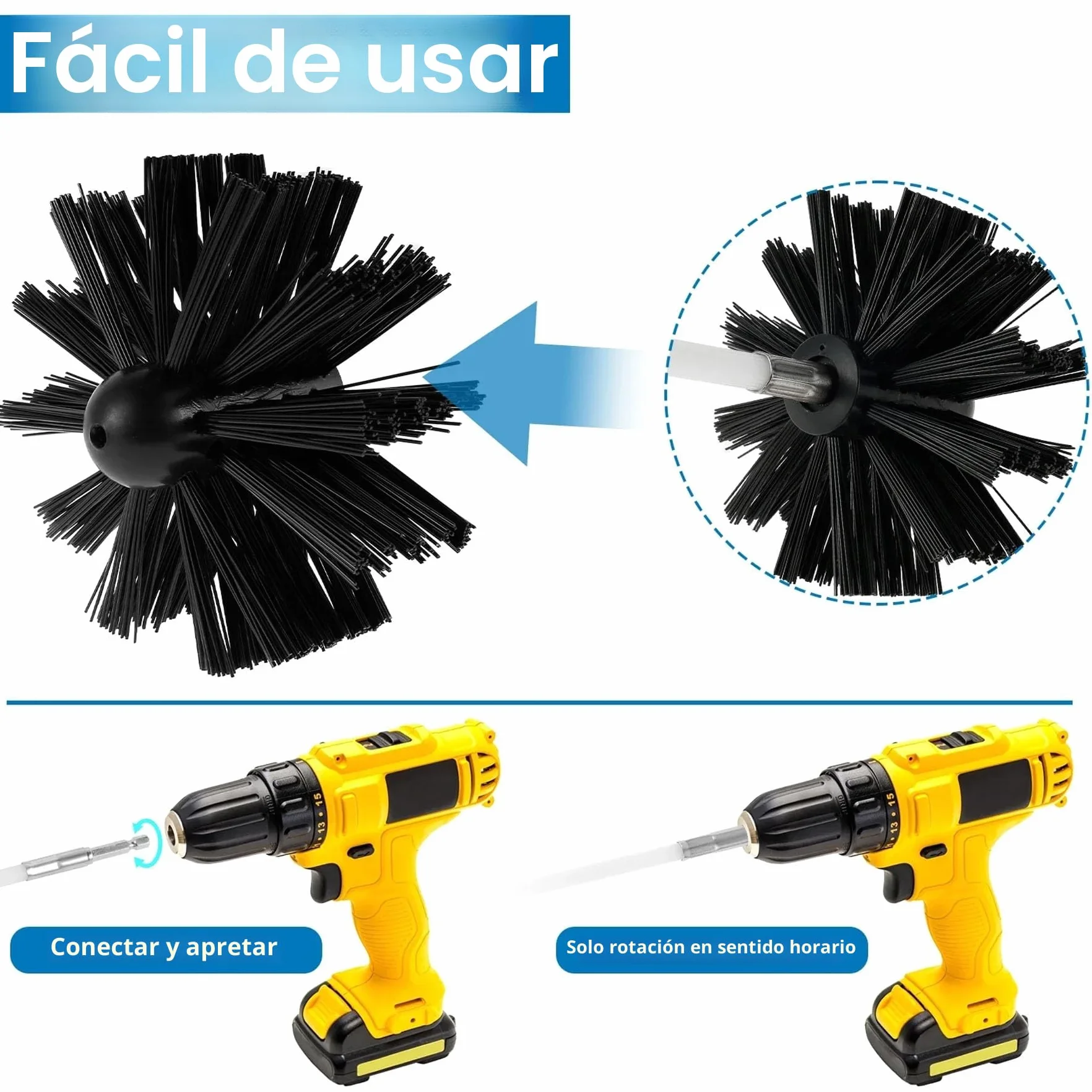 24 Piezas Cepillo De Chimenea Kit,Cepillo Limpieza Chimenea,Kit de Cepillo Limpieza Chimenea,Cepillo para Limpiar Chimeneas Incluye 20 varillas, 2 cabezales, 1 conector y 1 bolsa de almacenamiento