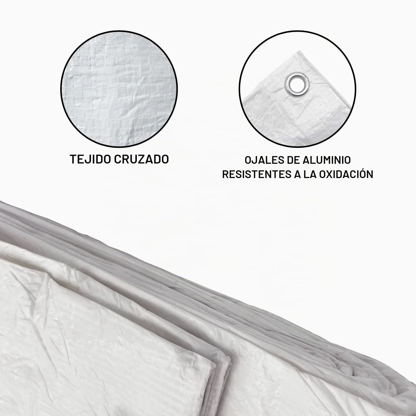 SKIR'CO Lona blanca de 4 x 5 m, impermeable, 55 g/m2, con ojales, lámina protectora para coche, multiusos, color blanco