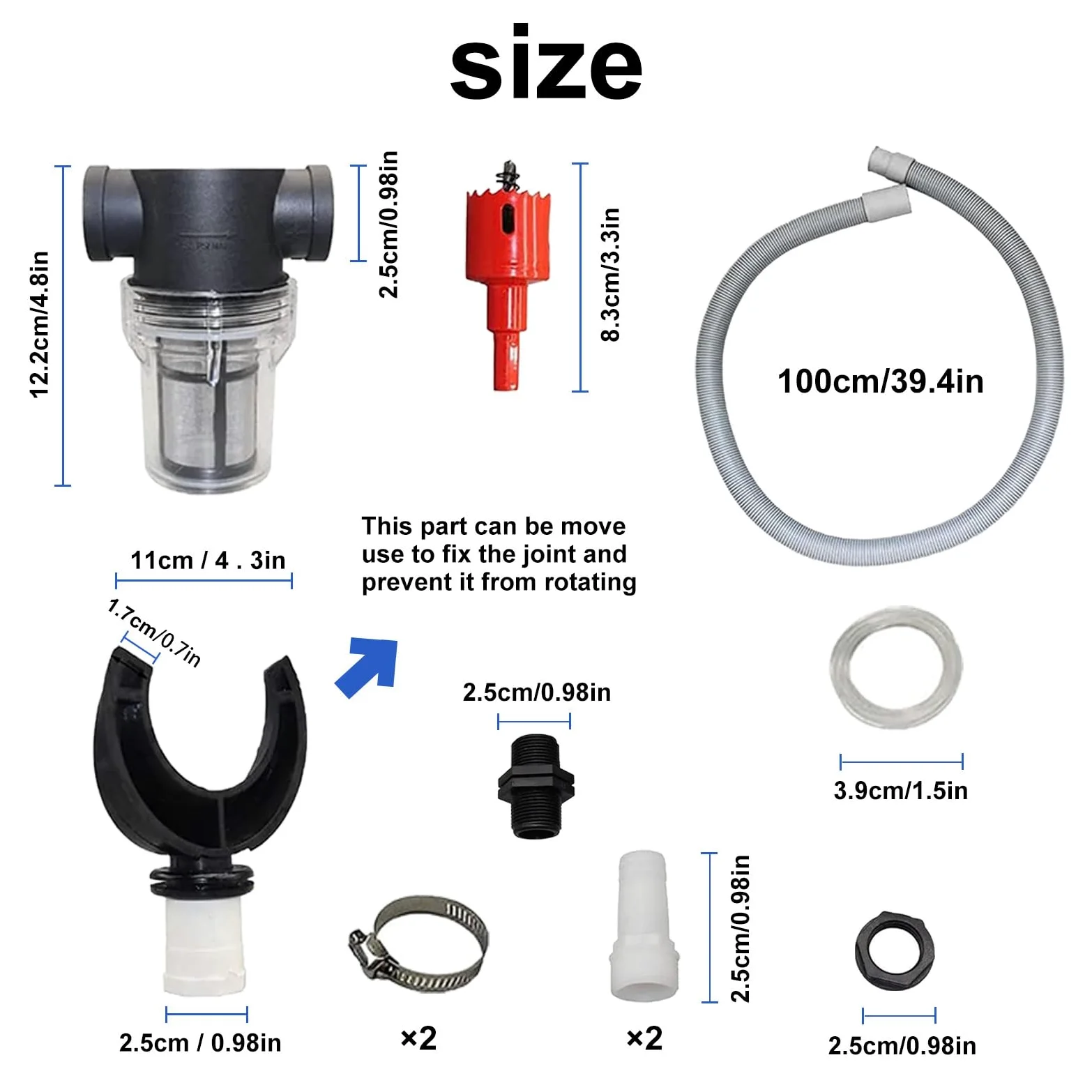 Colector de Lluvia para Bajantes de 70-100 mm, Colector de Agua de Lluvia con Filtro para Techos de hasta 80 m², Juego de Conectores para Barril de Lluvia, Colector de Lluvia