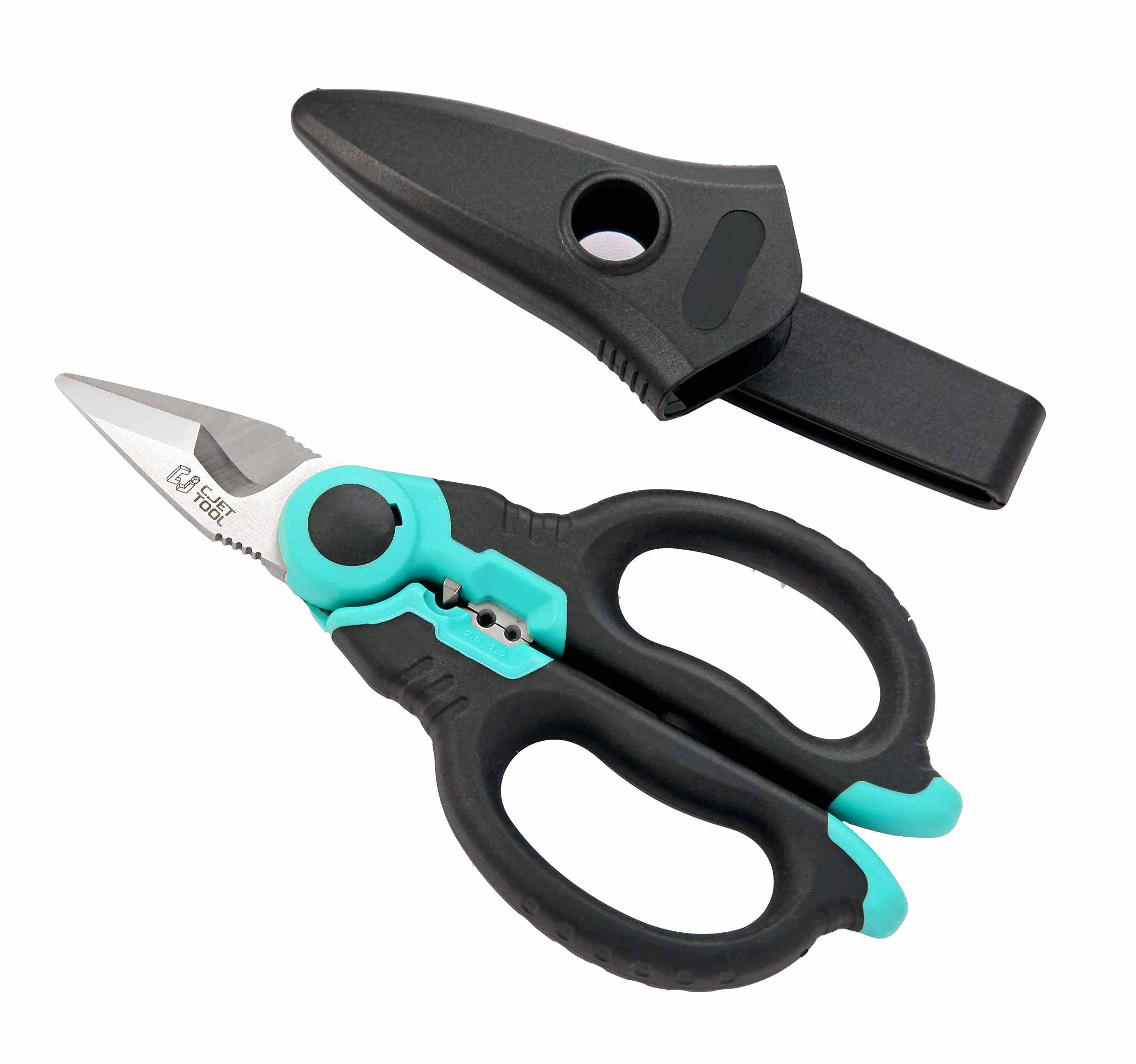 C.JET TOOL Tijeras Electricista Profesional de 160 mm, Acero Inoxidable para Cable Suave de Cobre de Aluminio (Turquesa)