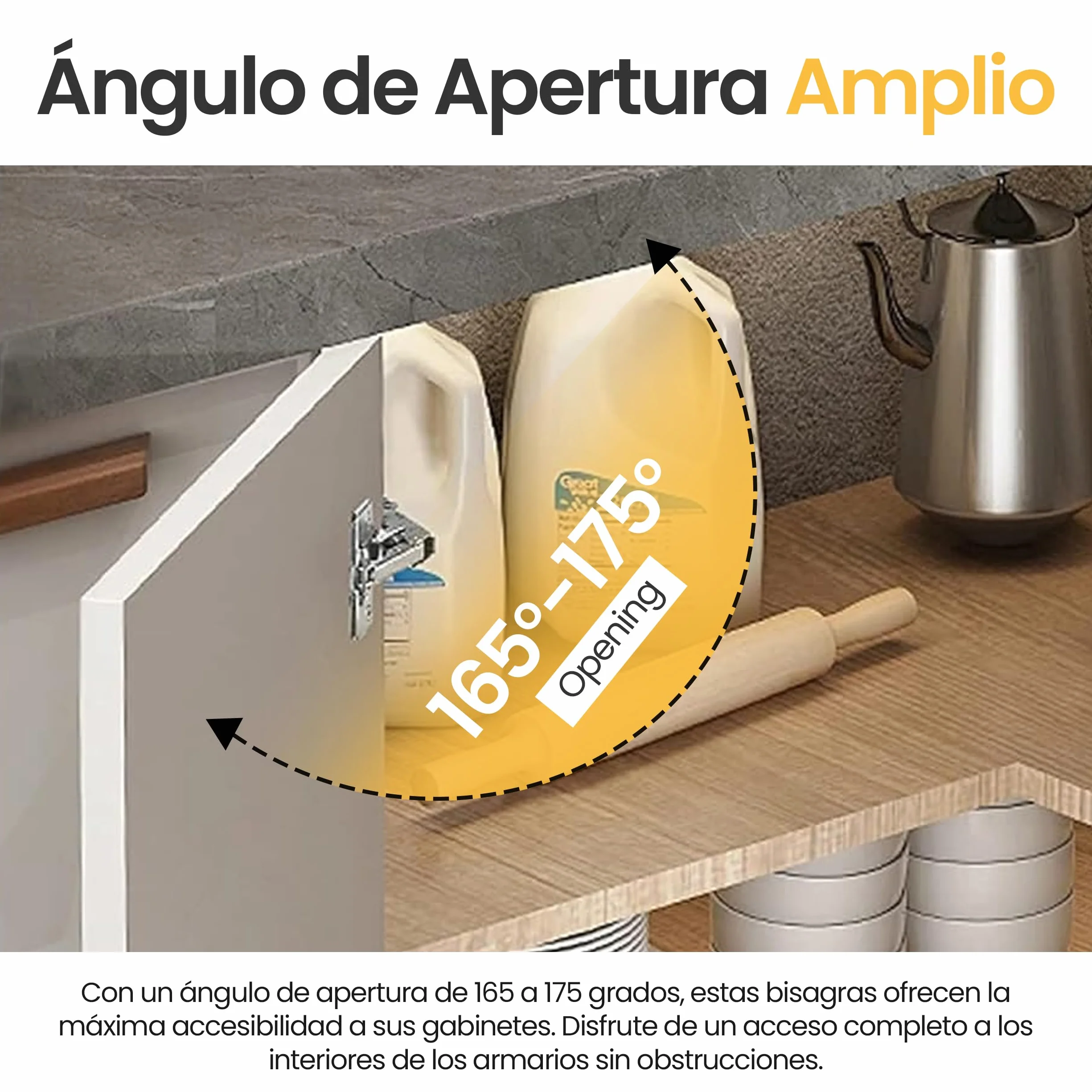Bisagras Puertas Cocina SAMOS Cierre Suave 165º-175º