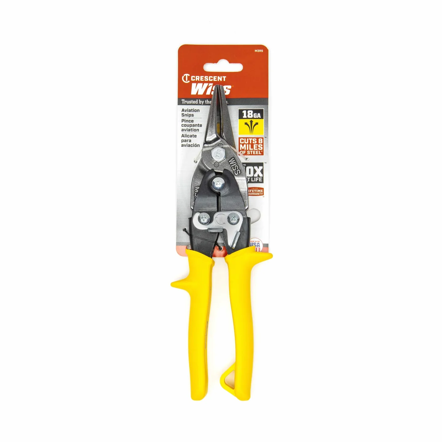 Wiss M3R Tijeras de Hojalatero Metálica de 248 mm con Engranaje de Palanca, Corte Izquierdo, Derecho y Recto - Amarillo