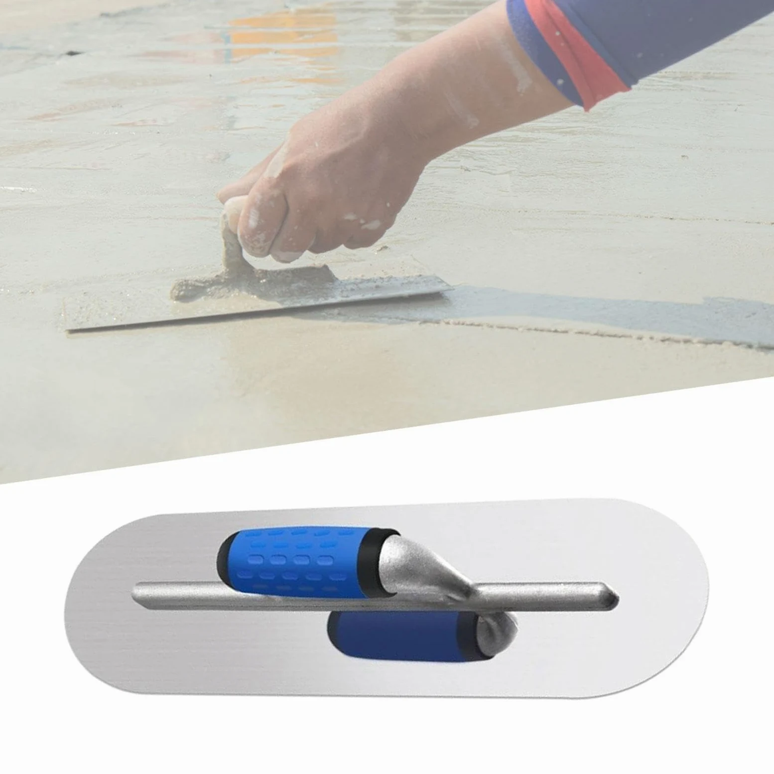 perfk Piscina de acabado de la llana, profesional, eficiencia, cómoda ergonomía de acero inoxidable para cemento de tablero de yeso, 40cmx10cm
