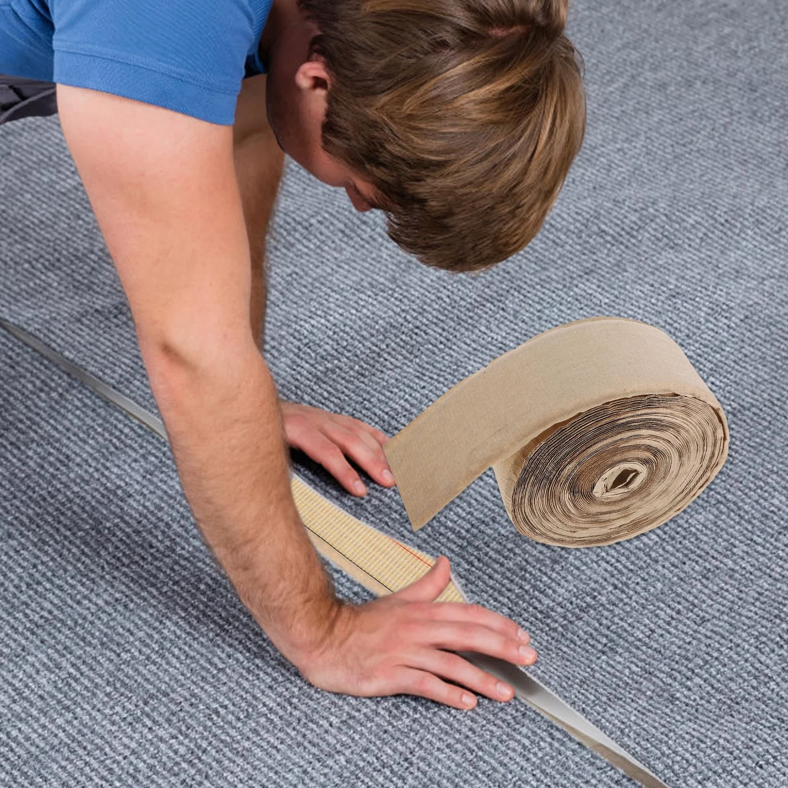 PRETYZOOM Cinta Termoadhesiva para Juntas de Alfombra 1 Rollo Tira Calefactora para Unión y Reparación de Moquetas Herramienta para Instalación Profesional y Duradera