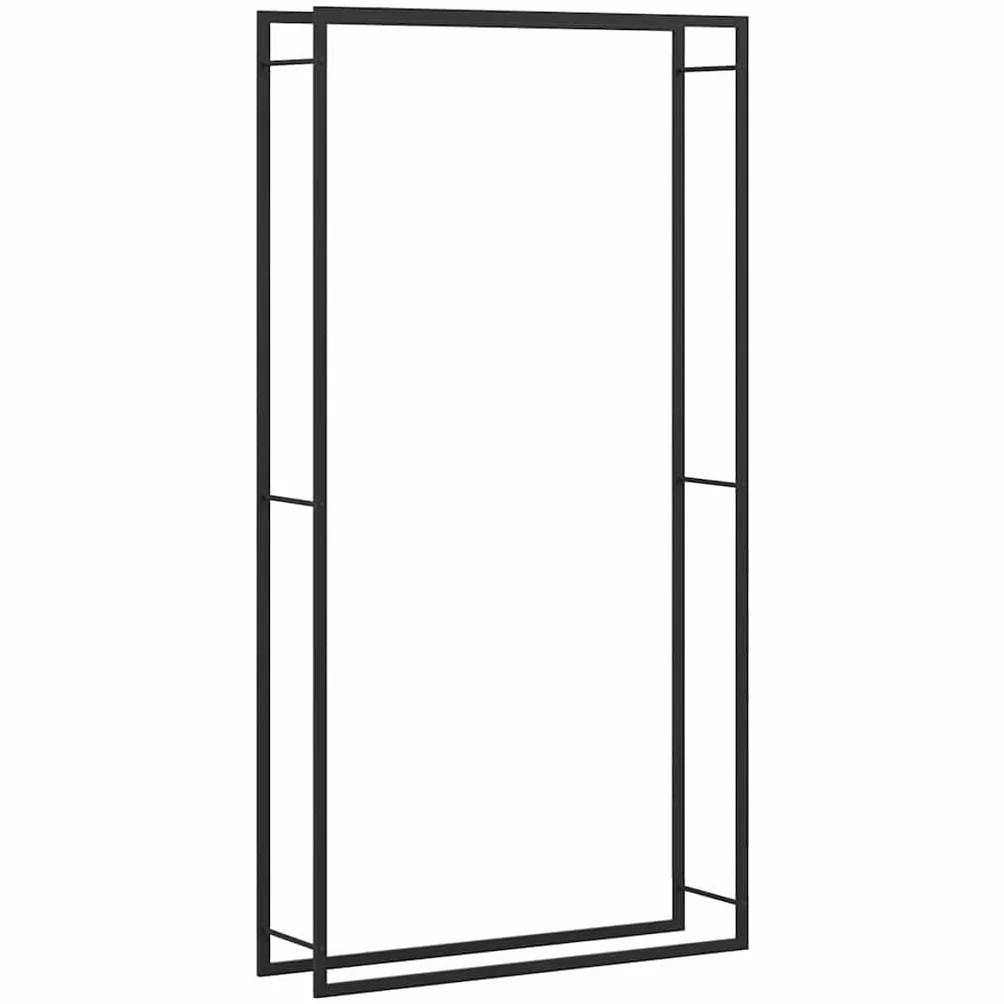 vidaXL Leñero Estante Leña Sala Salón Estar Organizador Mueble Estantería Almacenamiento Decoración Habitación Acero Negro Mate 110x28x214 cm