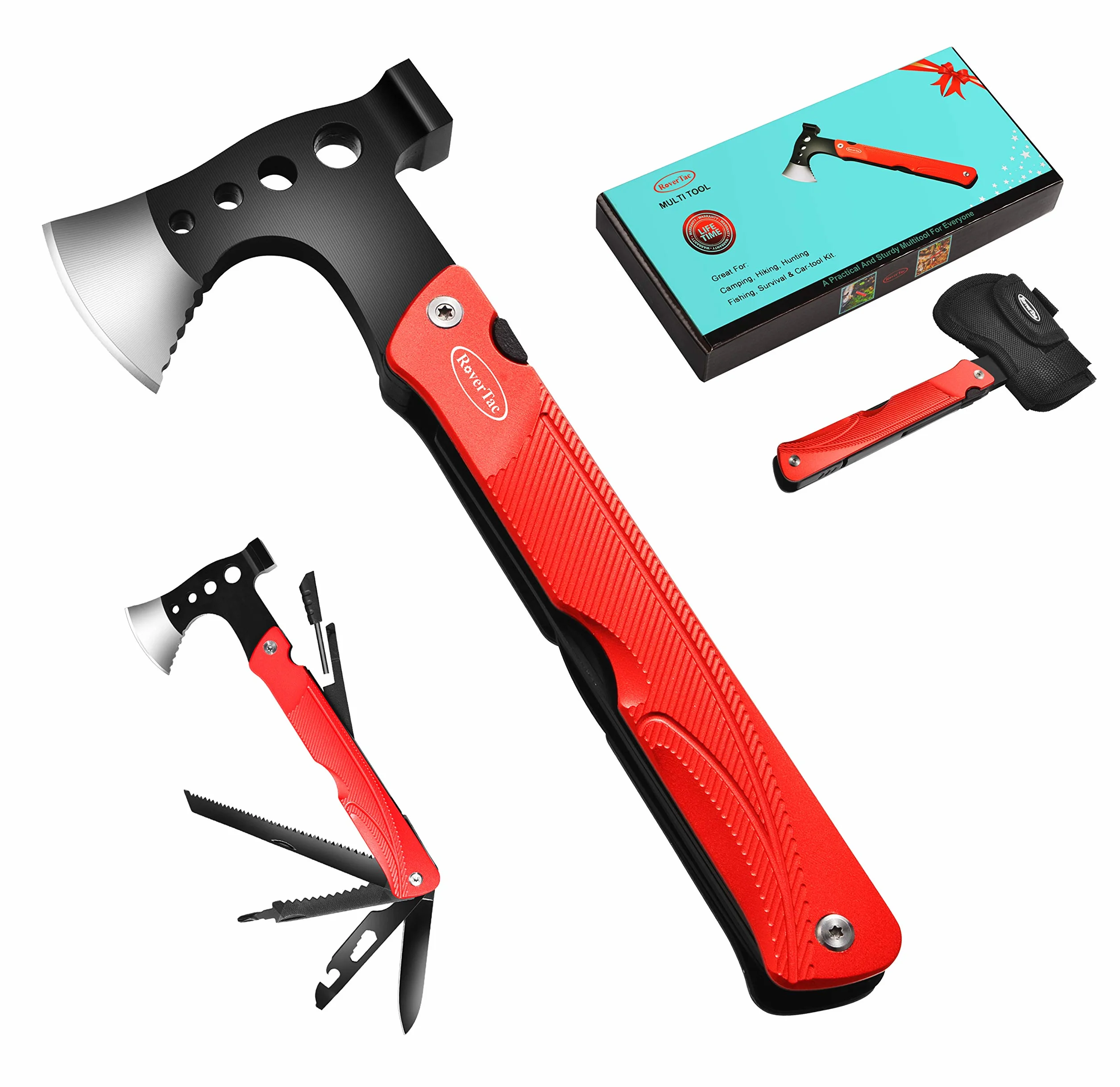 Herramienta Multiusos Hacha Gadgets Acampada: Accesorios Multiherramienta, Cuchillo Plegable, Alicates de Martillo, Destornilladores, Abrebotellas, Regalo Dia Del Padre