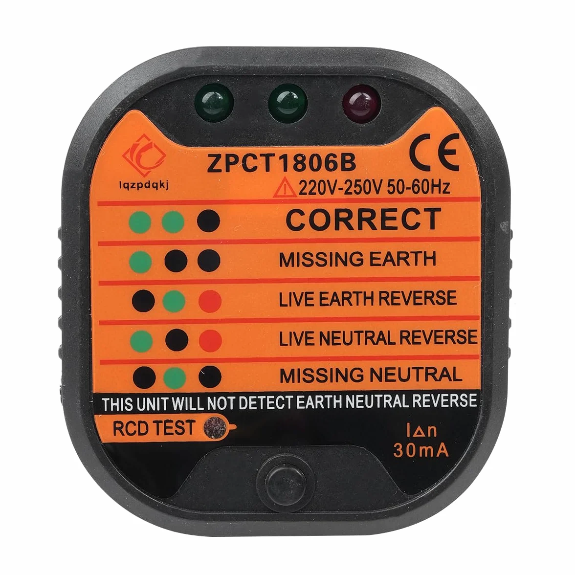 Probador de enchufes 220-250 V RCD, Detector de Voltaje de Polaridad de Circuito para cableado