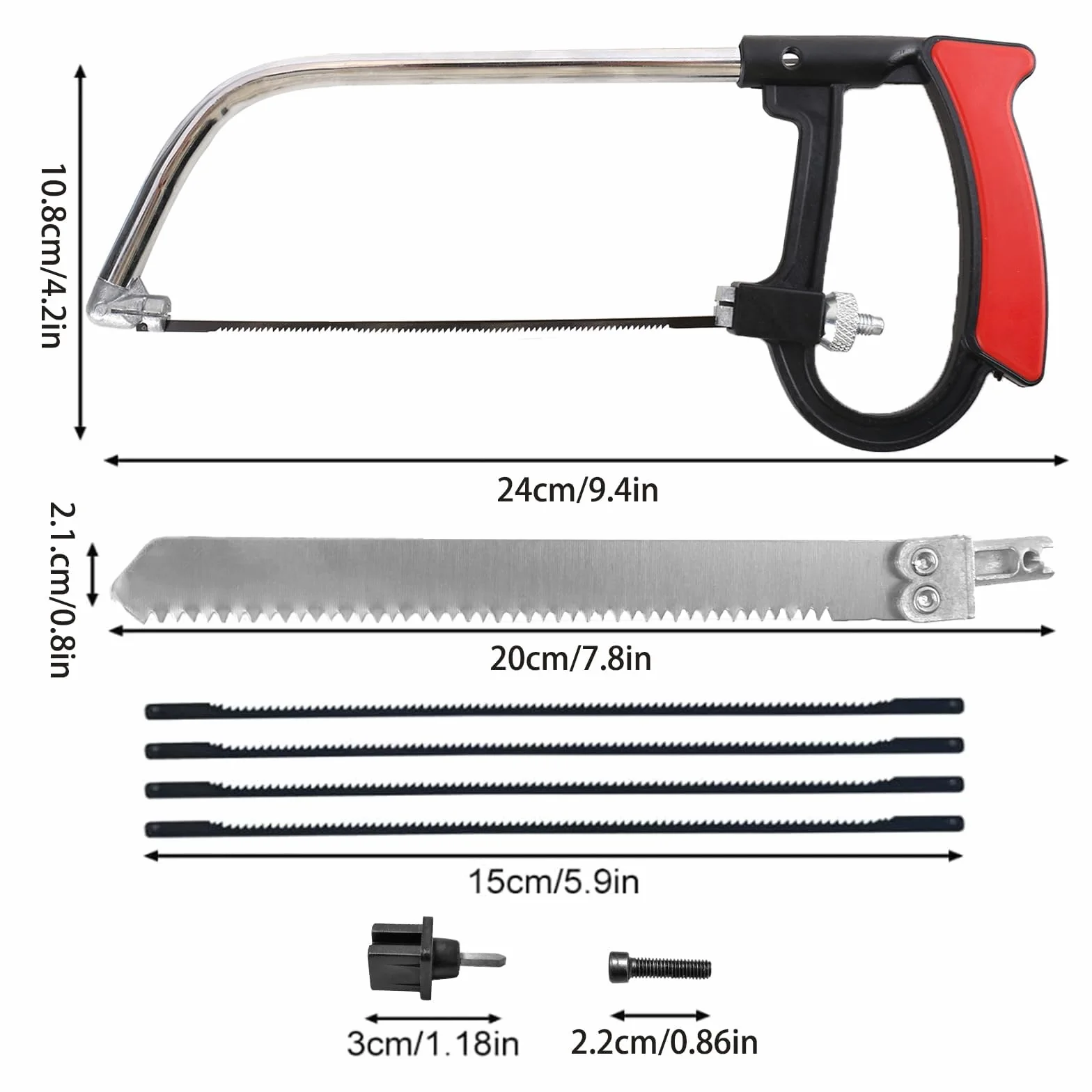Handsäge Bügelsäge Set Multifunktions Universal Metallsäge HSS Stahl Sägeblätter mit Wechselklingen Mini Hand-Sägen Holzbearbeitung Werkzeug verwendbar als Laubsäge, Stichsäge,Astsäge, Handsäge