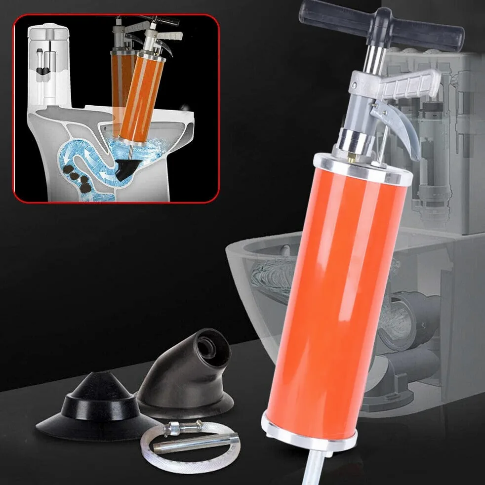 Desatascador Tuberias Presión Máxima hasta 0.7mpa Desatascador Fregadero Portátil para Fregaderos Cocina, Baño, Inodoros, Fregona, para Tratar Varios Atascos Causados por Pelo, Telas, Hojas Té