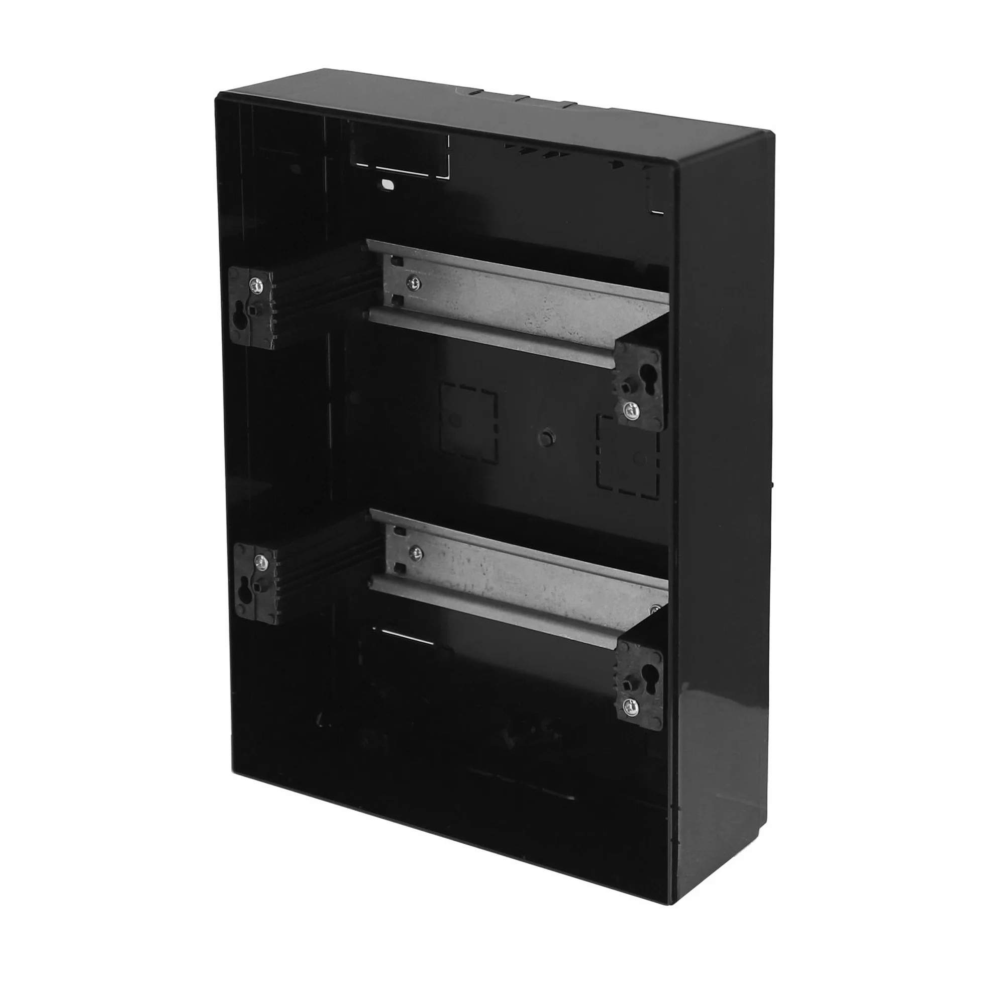 Caja de Distribución de Superficie 2 Filas para 16 Módulos 110x215x290,5 mm IP40 - Cuadro Electrico en ABS Negro - Armario de Distribución para Instalaciones Interiores - Horoz Electric