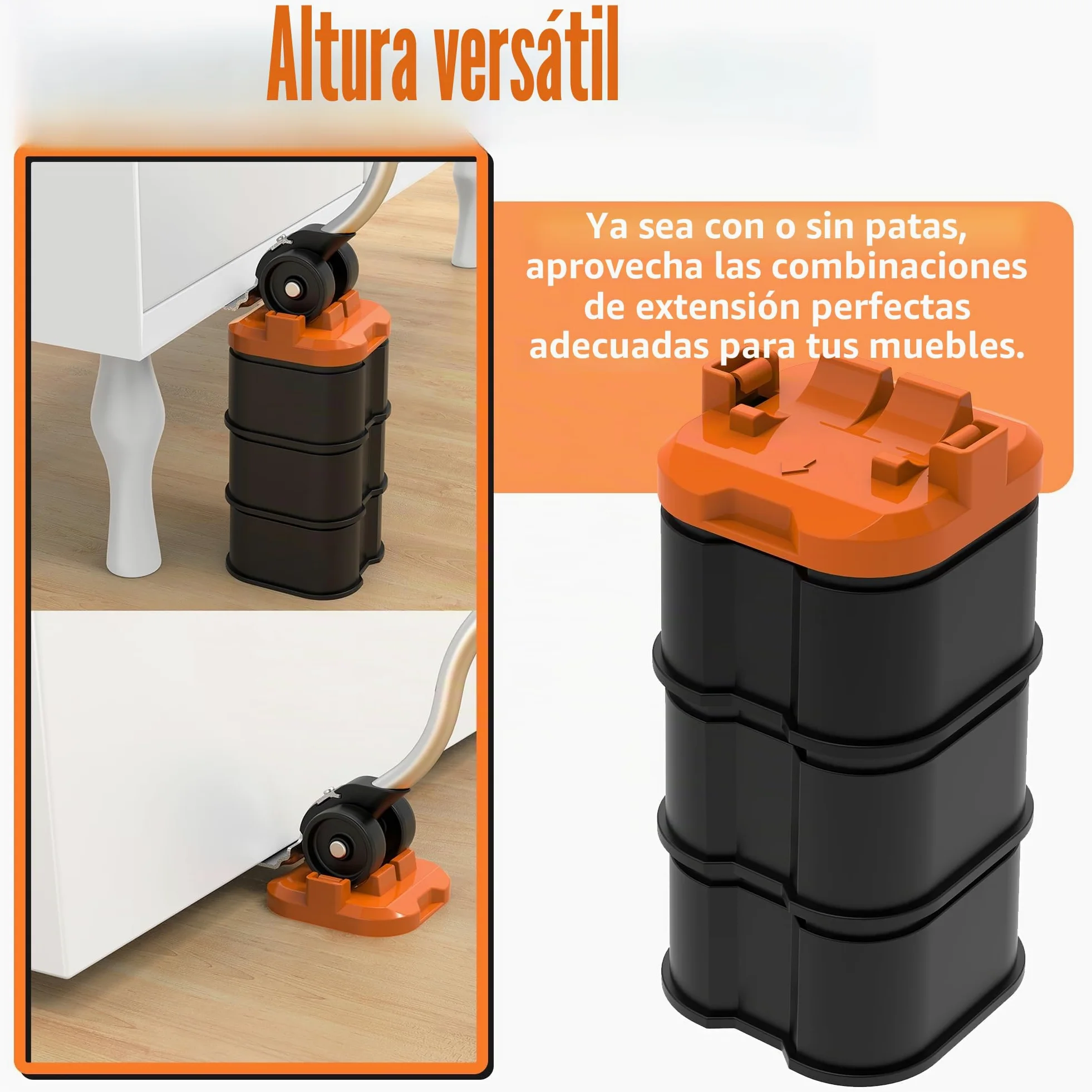 El Innovador Elevador y Deslizador de Muebles para Muebles Pesados, con Control de Altura, Mueve Fácilmente Objetos Pesados en Pisos de Madera y Alfombras (Naranja)