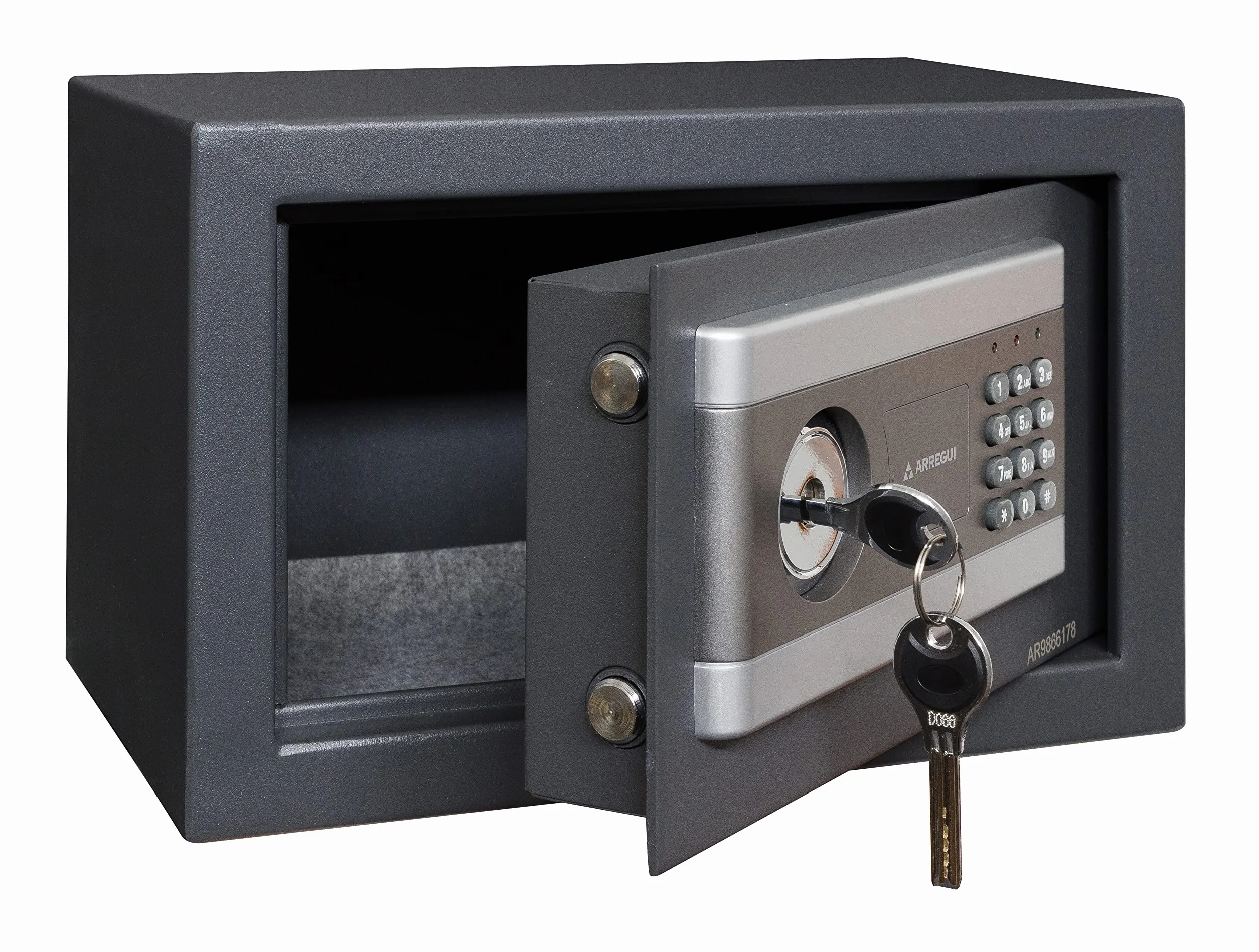 ARREGUI Stylo 19010-S1 Caja Fuerte de Acero Con Apertura de Doble Seguridad, Cerradura Electrónica más Llave, con Códigos Programables, Caja de Seguridad para Hogar y Negocios, 20 x 31 x 20 cm, 8 L