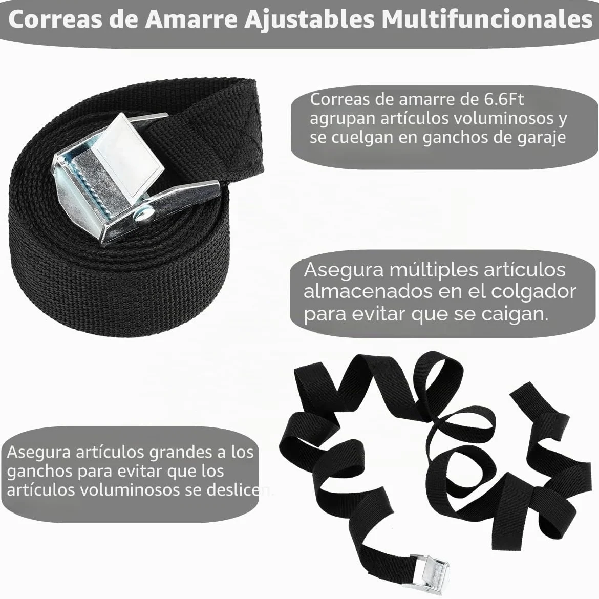 Paquete de 6 ganchos de almacenamiento de garaje resistentes, 12.7 pulgadas de montaje en pared