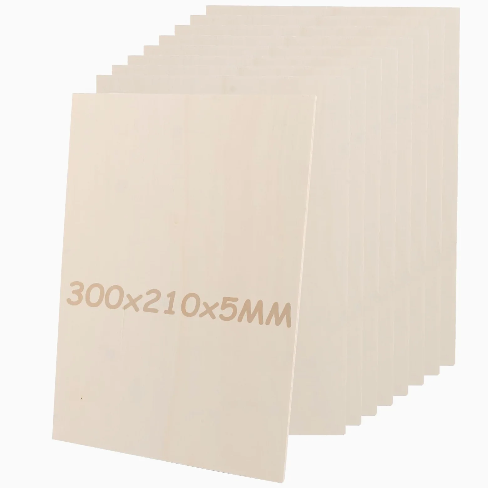 SHUESS 10 placas de madera contrachapada de 5 mm, 300 x 210 mm, A4, contrachapado de álamo, para manualidades, madera contrachapada para manualidades, sierra de marquetería, pirograbado, corte por