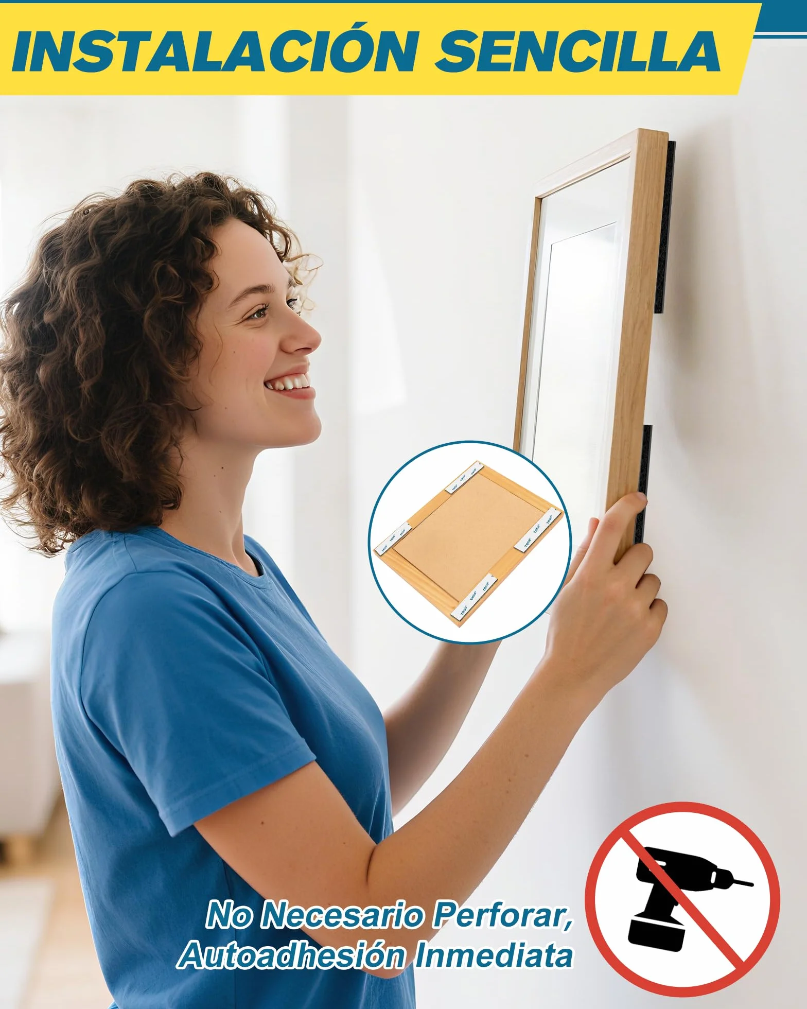 EMITEVER Autoadhesiva Doble Cara, Hook y Loop Tape Extrafuerte, Gancho y Cinta de Lazo Para Marcos De Fotos, Mosquiteras, Alfombrillas, Automóviles y Hecho a Mano (Negro, 8M X20mm)