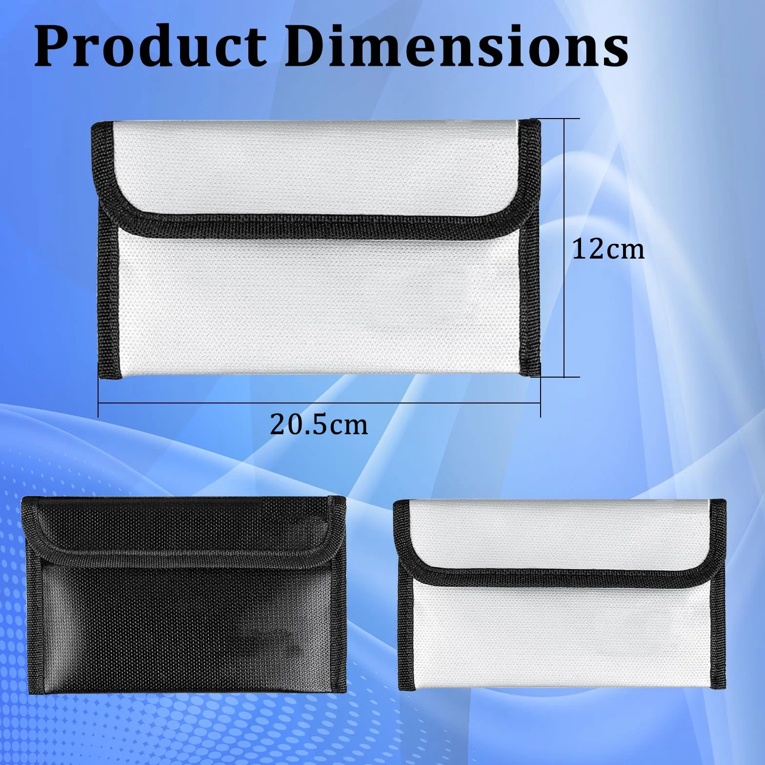 2 Piezas Carteras Ignífugas 20 x 12cm Bolsa de Seguridad Ignífuga con Cremallera Bolsas Ignífugas para Documentos para Pasaporte Dinero Efectivo Archivos Bancarios Joyería Objetos de Valor