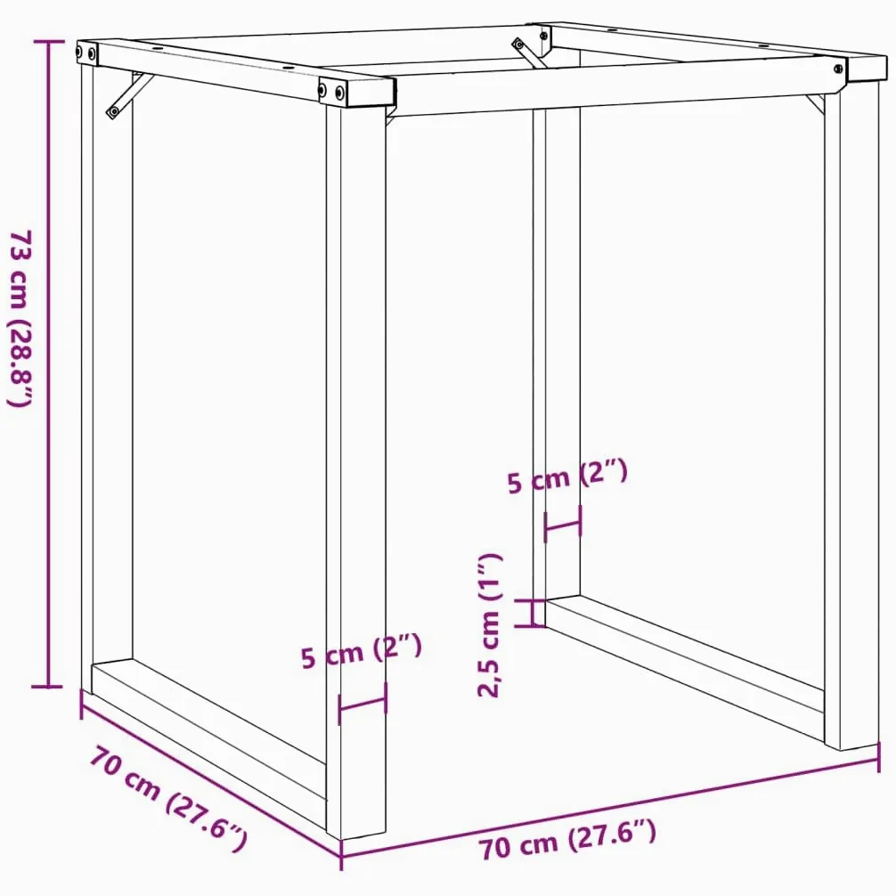 vidaXL Patas de Mesa de Comedor Estructura O Acero 70x70x73 cm, Pata de Mesa Auxiliar, Pata de mesita Auxiliar, Pata de Mesa de Metal