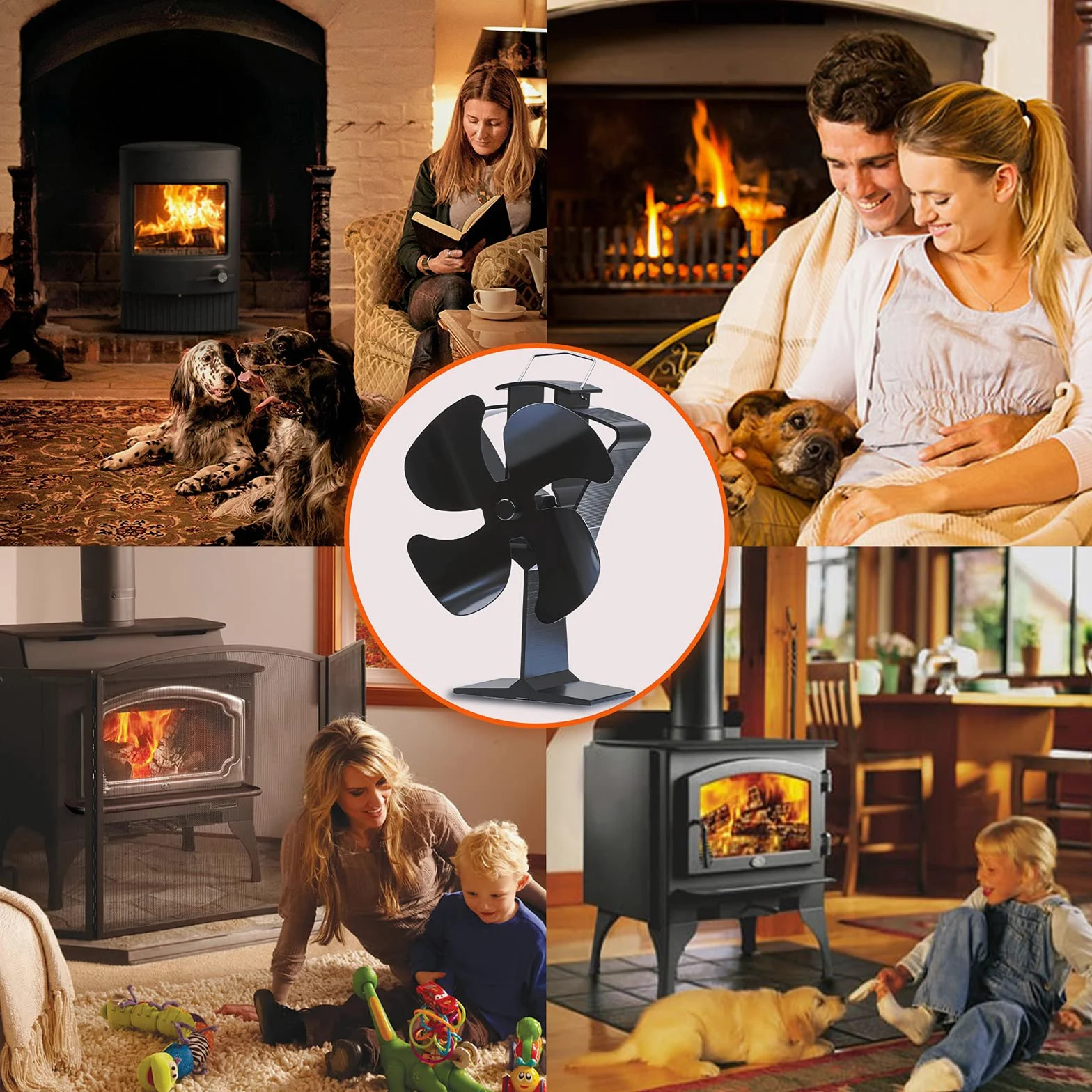 Ventilador de estufa Ventiladores para chimeneas Ventilador para Estufa de Leña/Estufas de Pellets/Chimeneas de Leña/Estufas de Gas