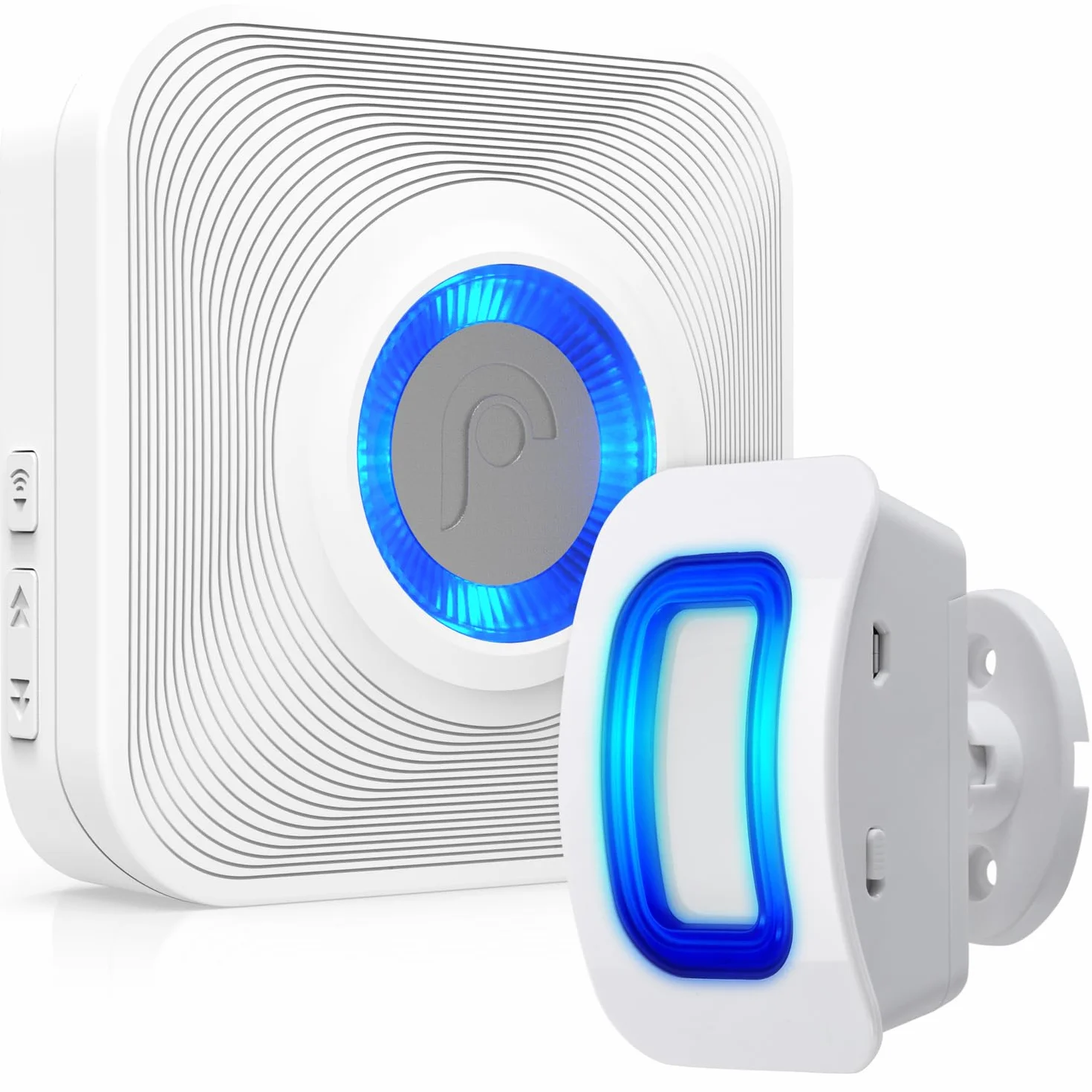 Fosmon - Sensor de Movimiento Exterior e Interior - Timbre Inalámbrico Exterior Impermeable - Detector de Movimiento Inalámbrico - con Alarma - 58 Timbre de Tienda Diferente - 1 Sensor + 1 Receptor