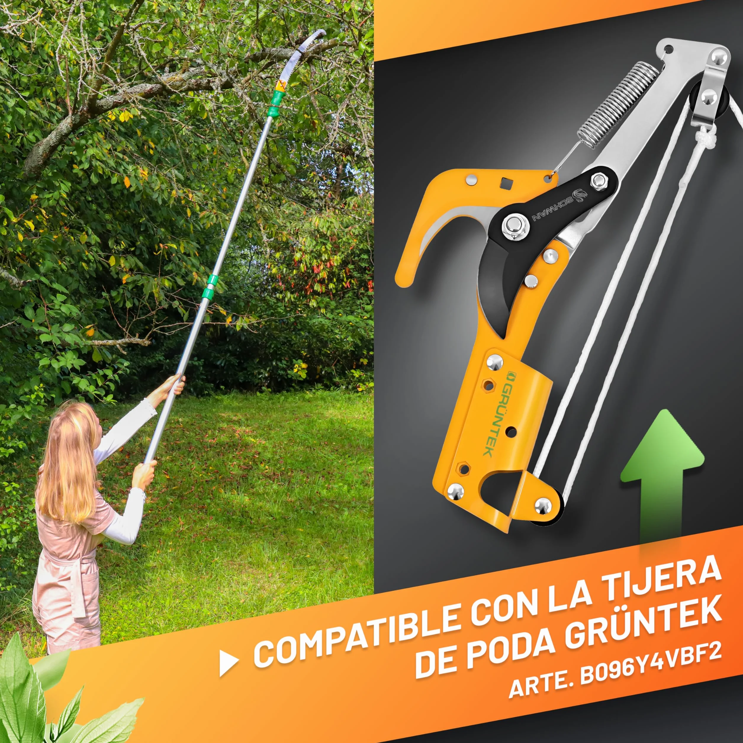 GRÜNTEK Sierra de Podar Telescópica 100-240 cm Cortarramas