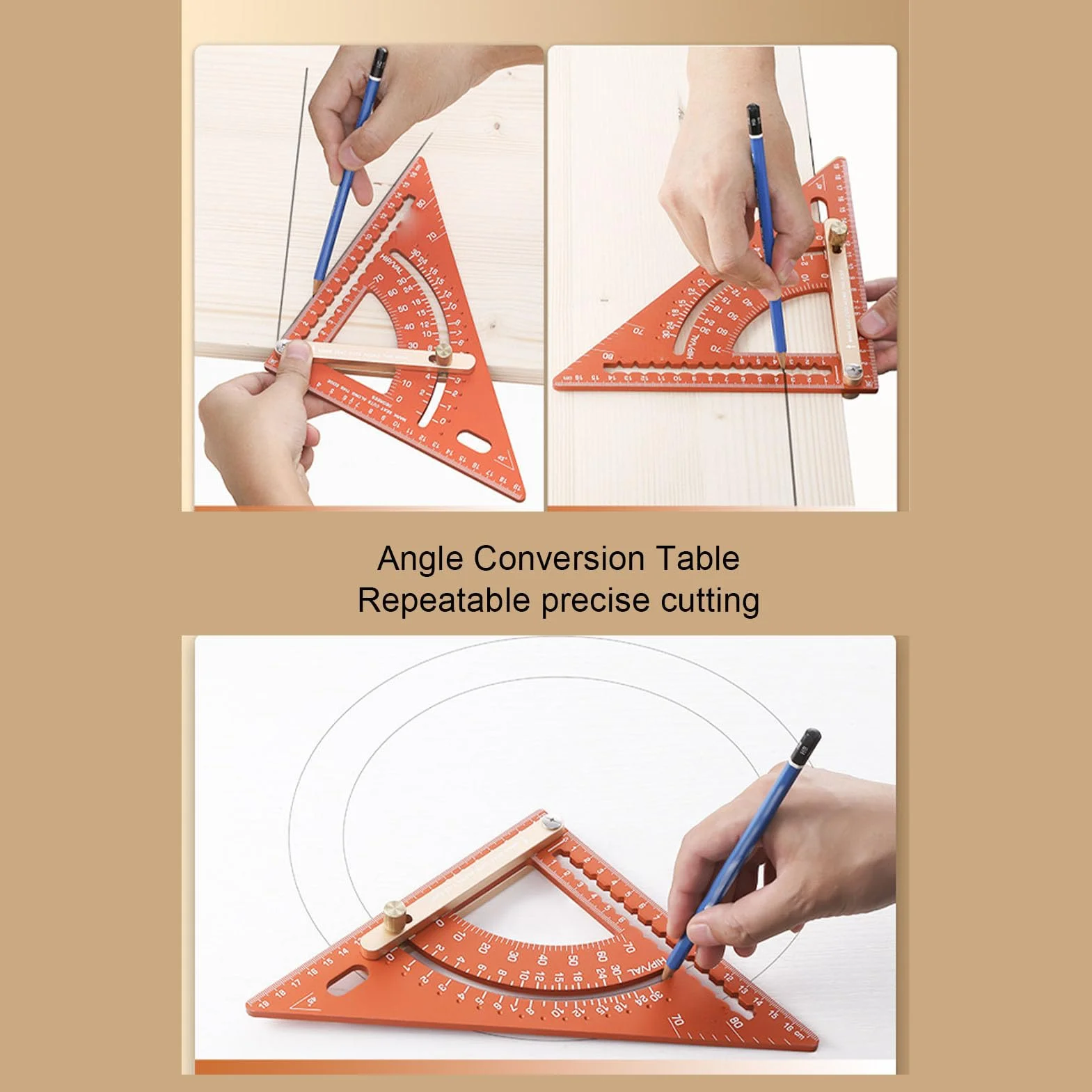 Fockety Escuadra de carpintero, escuadra ajustable para vigas de aleación de aluminio con transportador, regla para ingletes herramienta de marcado, guía de sierra para carpintería
