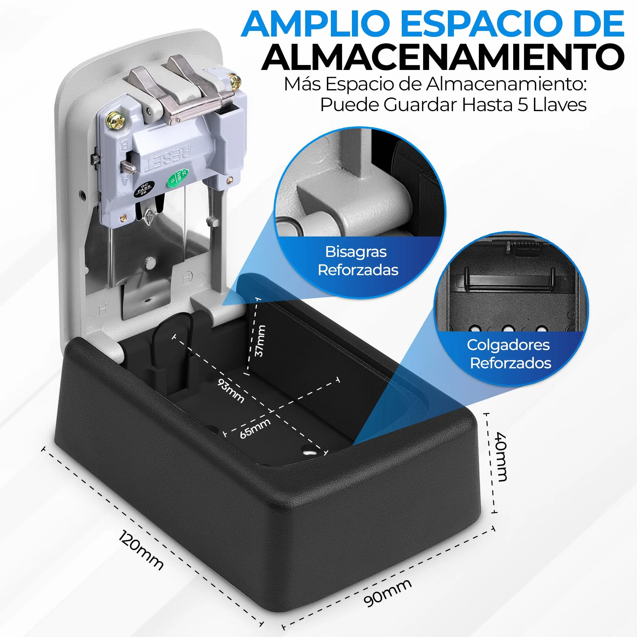 QJF Caja de Seguridad para Llaves con Código de 4 Dígitos para Pared Exterior Interior