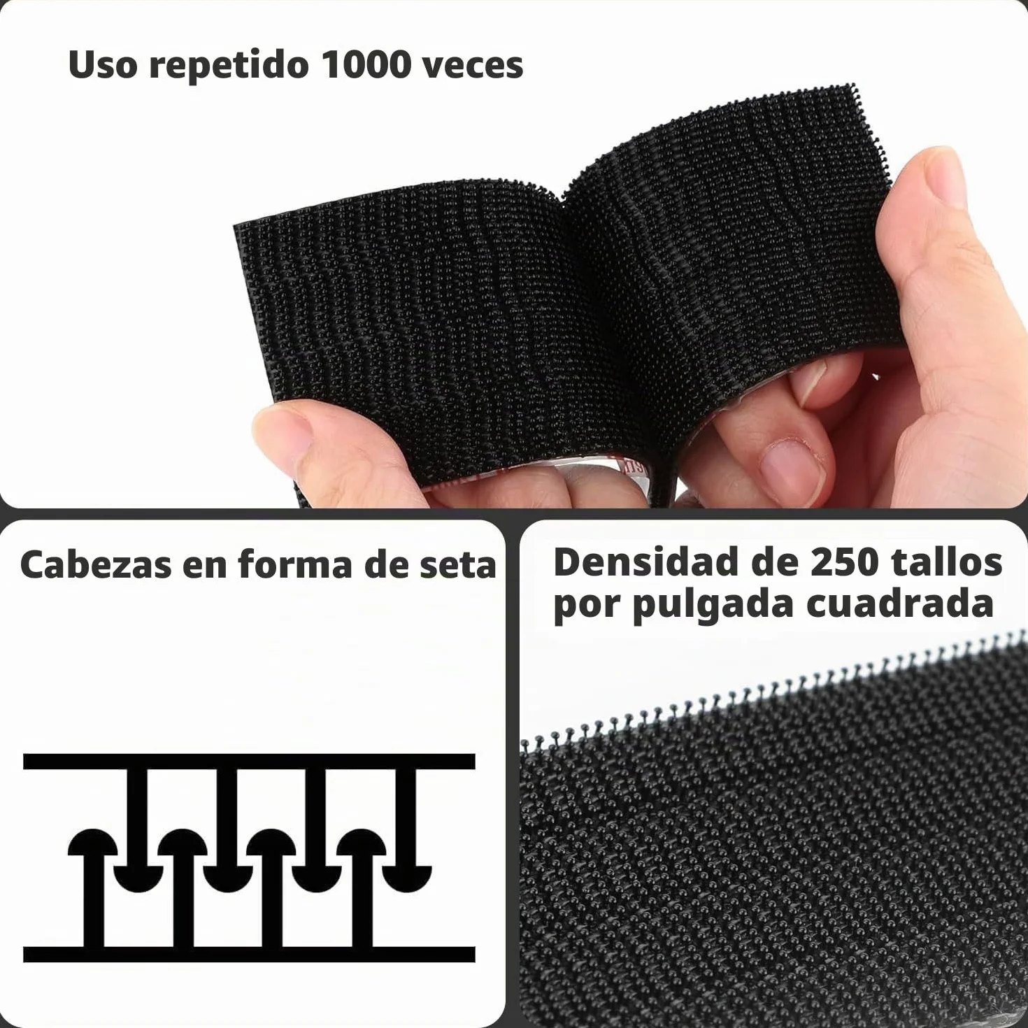 3M Dual Lock SJ3550 Cinta Adhesiva de Doble Fina Extra Fuerte Resistente 25 mm x 1,2 m Color Negro 1 Rollos con Cierre Resellable con Forma de Hongo Entrelazado para Uso en Interiores y Exteriores