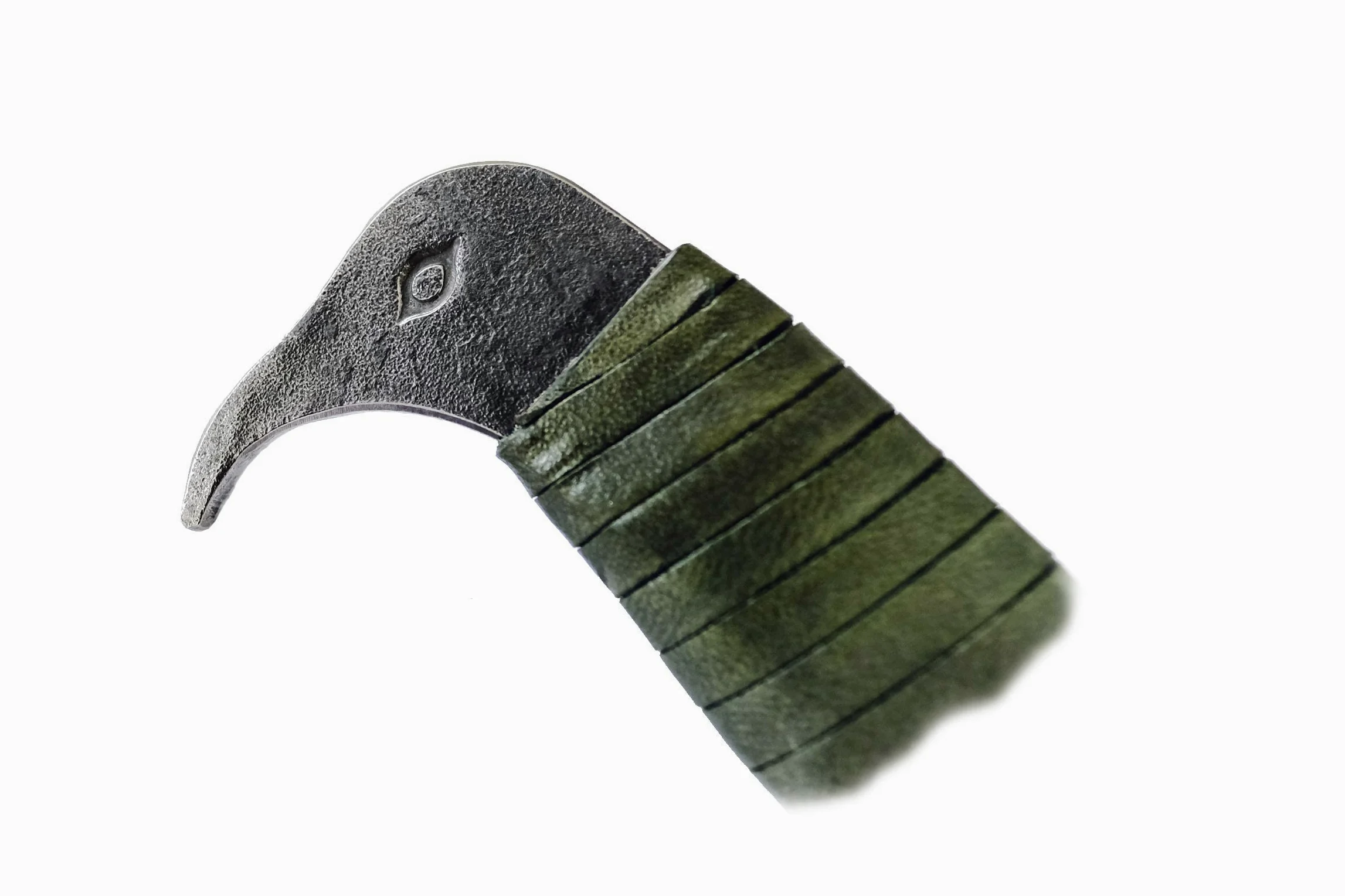 Toferner - Cuchillo de acero cabeza de pájaro - Forjado a mano y aspecto vintage - Hoja puntiaguda ultra afilada - Elegante diseño antiguo - Incluye estuche de cuero auténtico