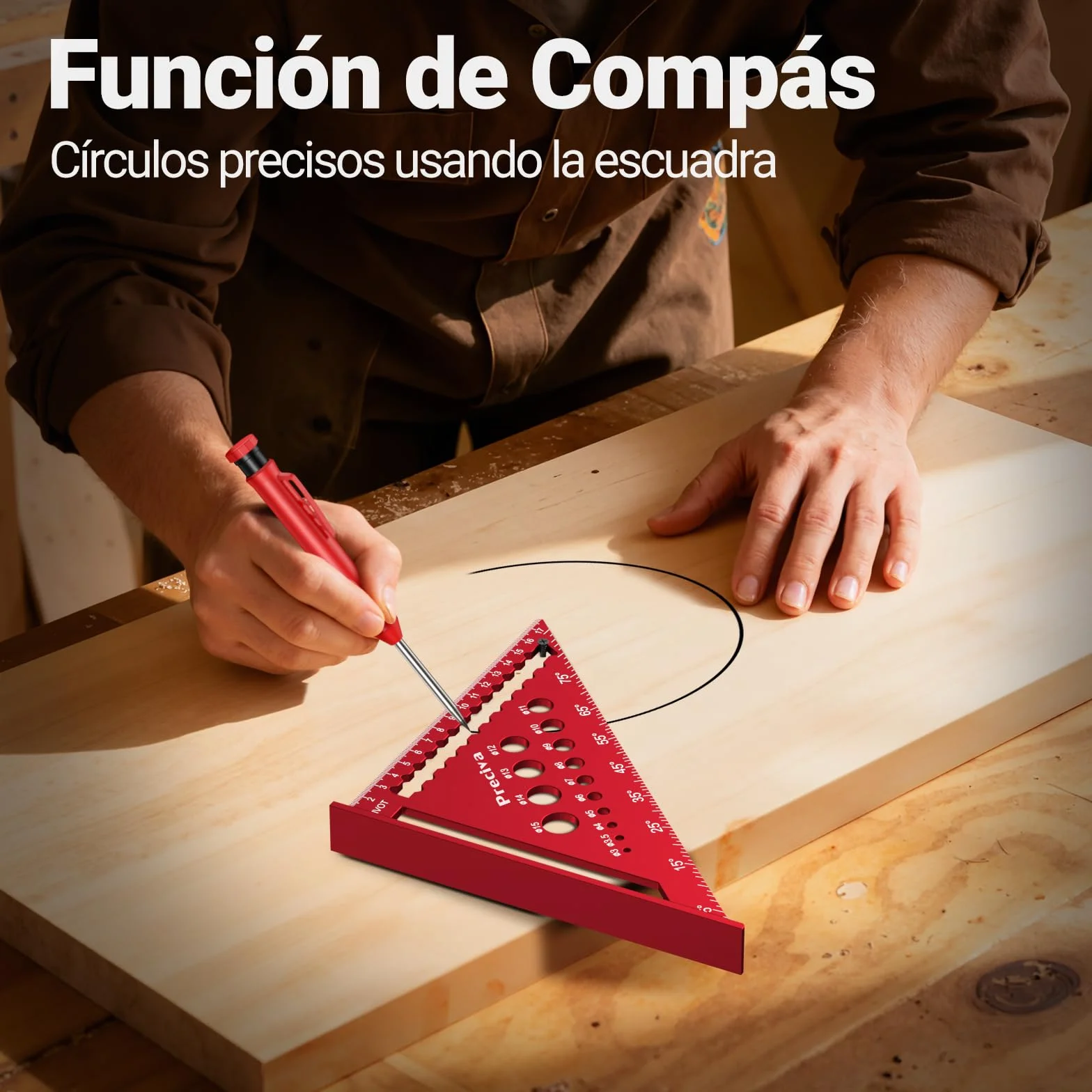 Kit de Carpintería, Escuadra Carpintero Multifuncional, Lápices de Carpintero con Sacapuntas y Estuche, Regla Metálica con Nivel Burbuja para Carpintero, Construcción, Dibujo