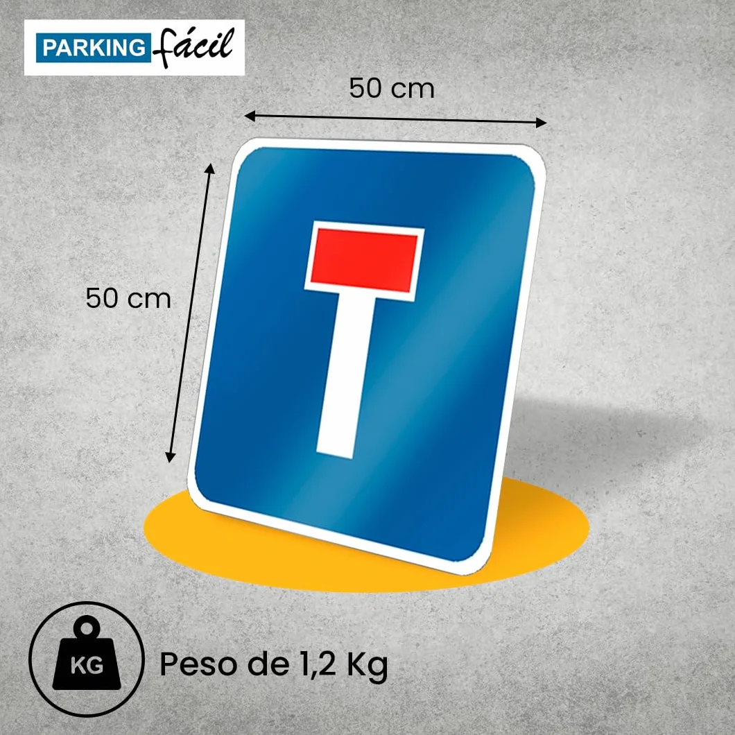 PARKING FÁCIL | Señal de Tráfico Chapa Economica | Resistente de Acero Termolacado | Señalización de Carreteras | Seguridad Vial | Máxima Visibilidad, Tamaño 50 cm (Calle sin Salida)