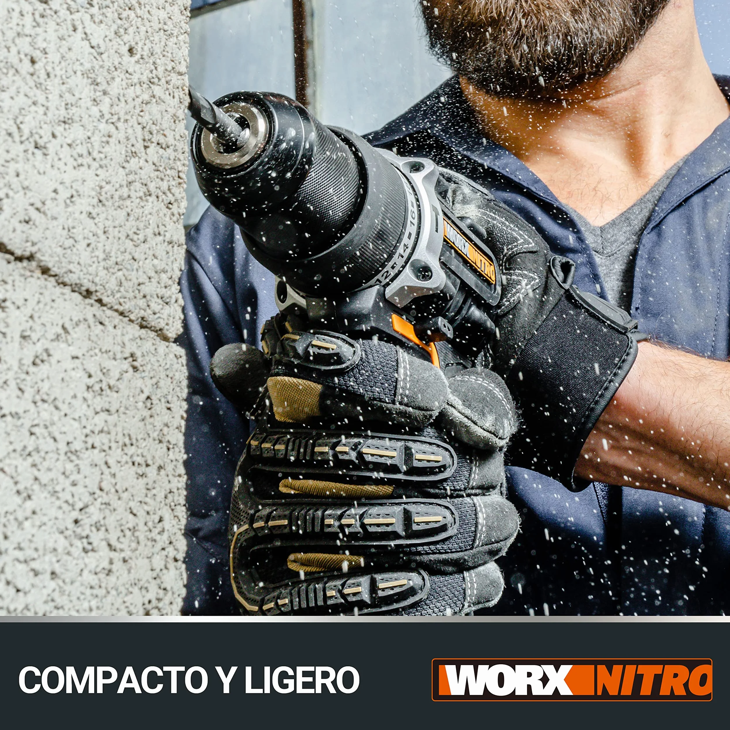 WORX Taladro Percutor a batería 20V Máx | WX352 | Motor sin escobillas | Power Share | 2 baterías de 2Ah | Cargador y maletín | Portabrocas metálico, carcasa de engranajes metálica