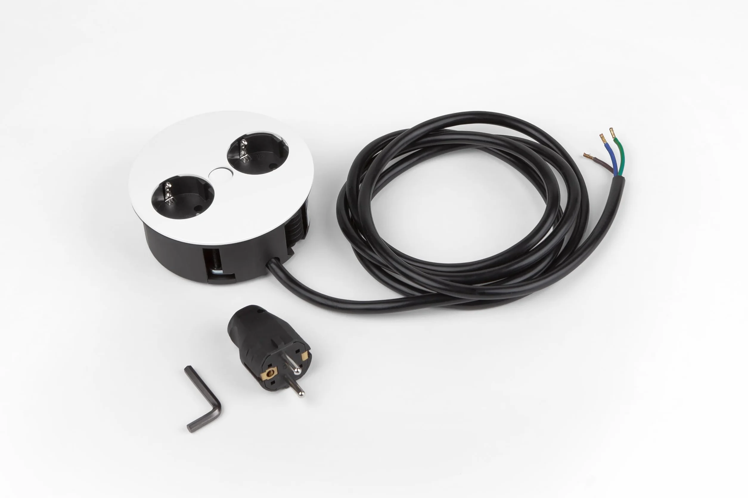 Bachmann 931.250 Twist Unidad de Toma de Corriente, 2X Enchufes con Puesta a Tierra, Blanco Mate
