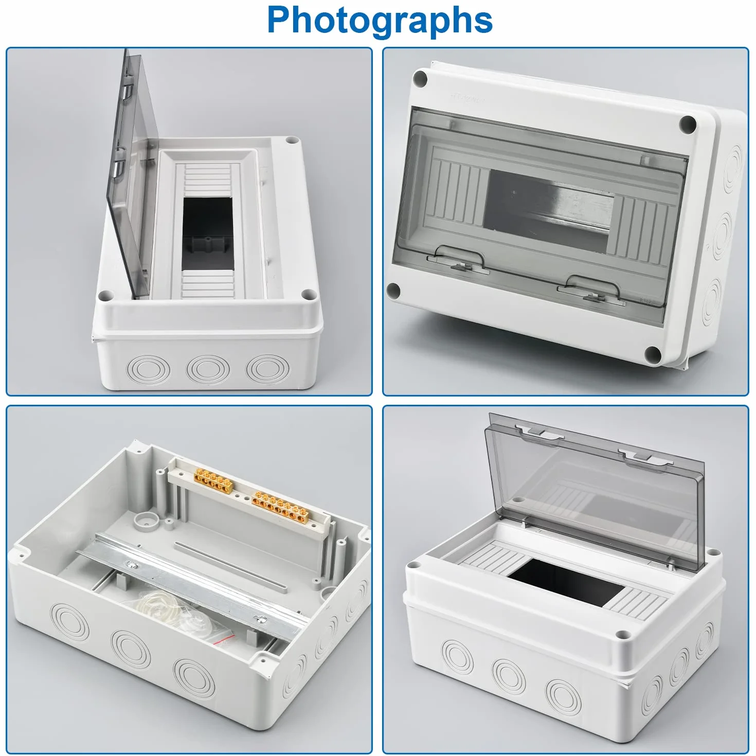 Caja Estanca Exterior, IP65 Cuadro Electrico 12 Modulos, Caja Estanca Exterior Electrica con 3 Conectores, 7 Terminales de Latón, para uso en Interiores y Exteriores
