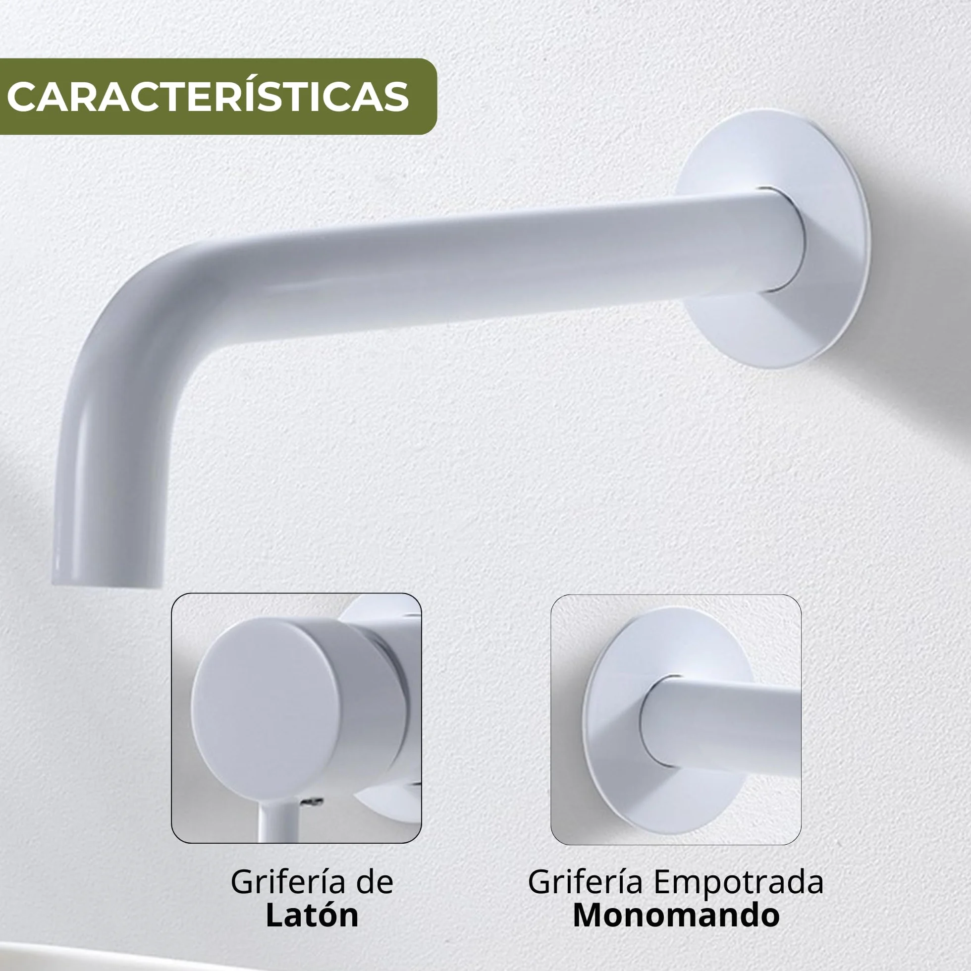 IMEX - Grifo Lavabo Empotrado | Grifo Empotrado Baño con Agua Fria y Caliente | Grifo Monomando Lavabo Pared con Ahorro de Agua | Serie Etna | Color Blanco Mate