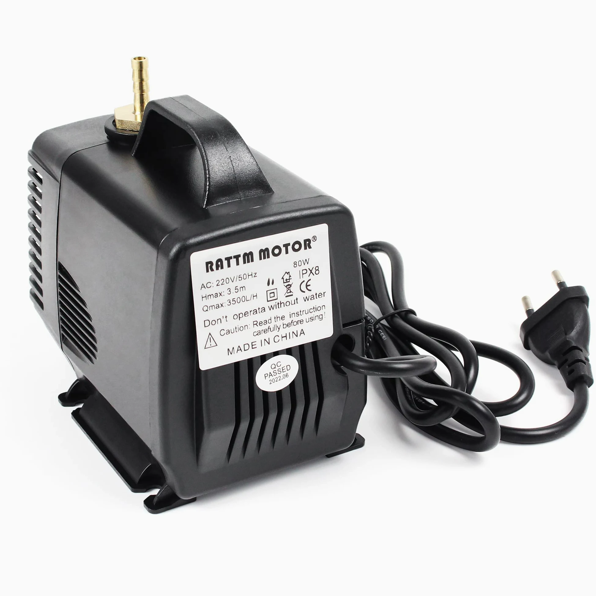 RATTMMOTOR CNC Bomba de agua 80 W 220 V 3,5 m Bomba sumergible 3500 L/H para router CNC 3 kw/2,2 kw/1,5 kW/0,8 kW motor de husillo máquina de grabado de refrigeración