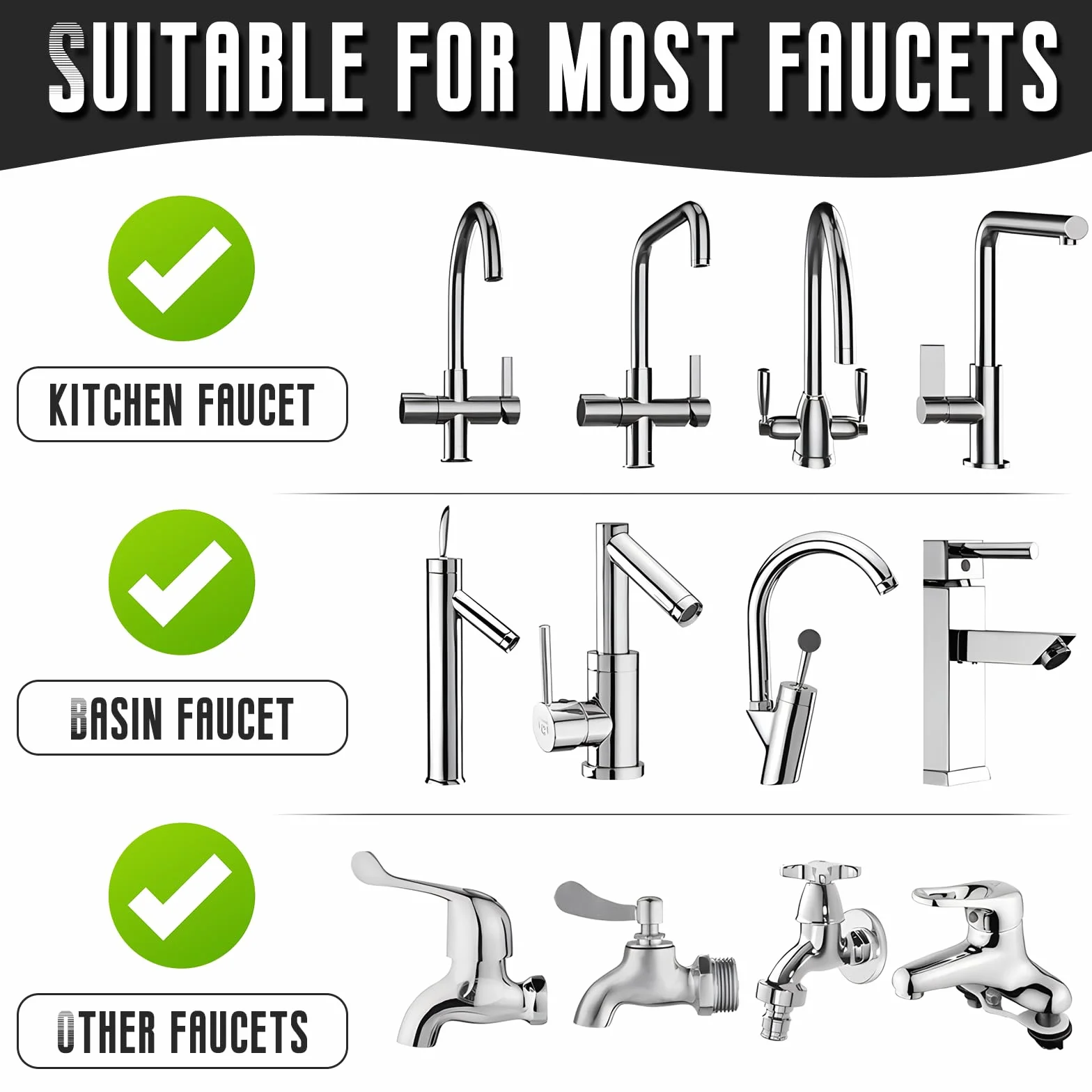 Wohlstand 2 piezas Extensor de Aireador de Grifo de Fregadero 360, Aireador de Extensión del Grifo, Pulverizador de Grifo Flexible 360, para la mayoría de los grifos de cocina y baño (2 modos)