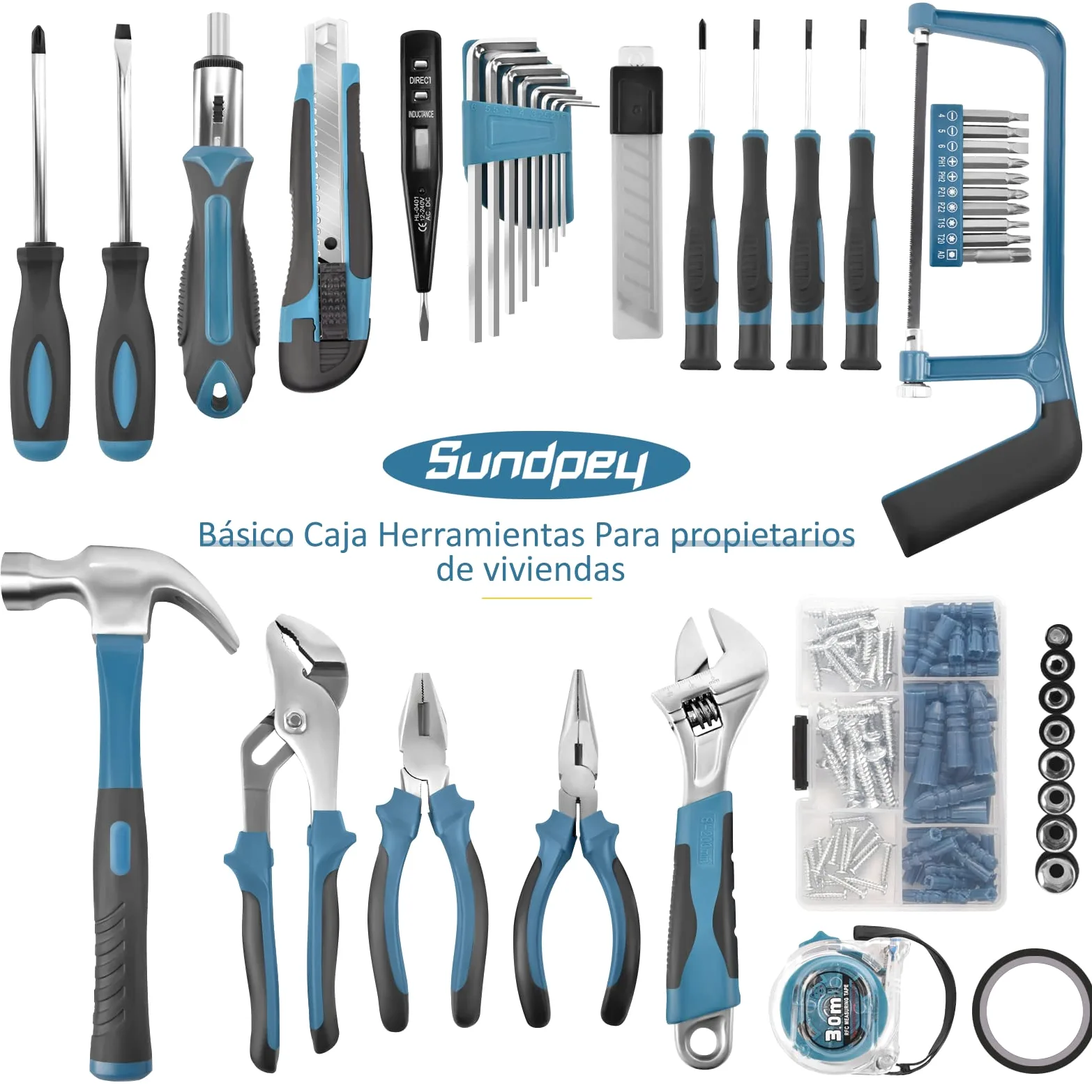 Sundpey Caja Herramientas Completa 148 Piezas - Juego de Herramientas Completa - Kit Herramientas de Mano Maletín Herramientas Portátil Para Hogar o Garaje, Azul
