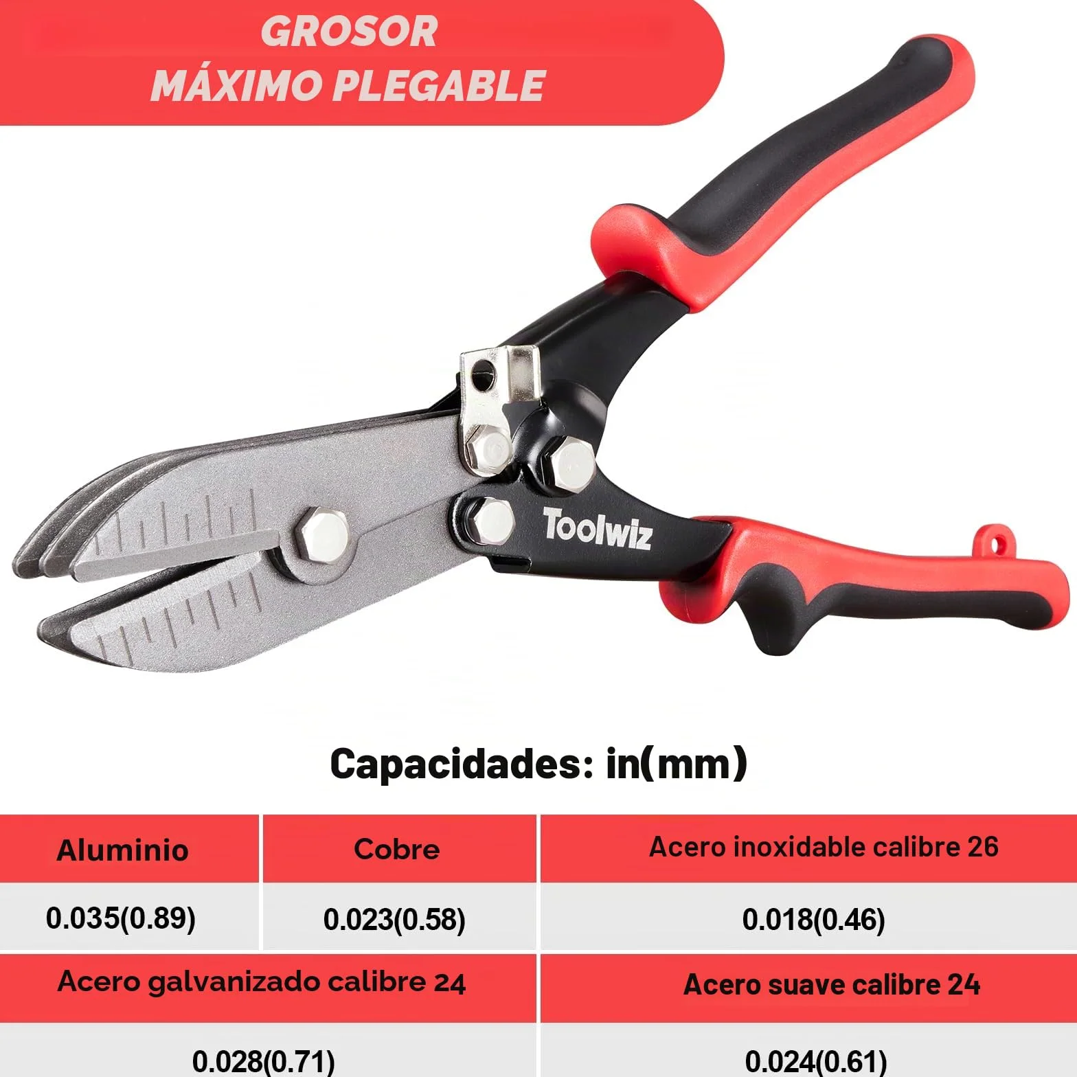 Toolwiz Herramientas de chapa metálica de 5 cuchillas, herramienta de crimpado de conductos para bajante de calibre 24-26, tubo de estufa, acero inoxidable, sistemas de conductos de ventilación,