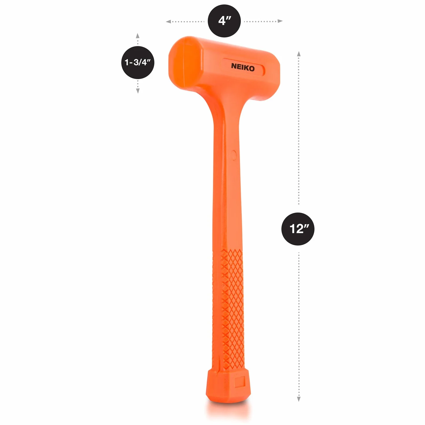 Neiko 02846A - Martillo de soplado muerto de 1 libra, color naranja neón I moldeado unibody | Agarre a cuadros | Resistente a chispas y rebote