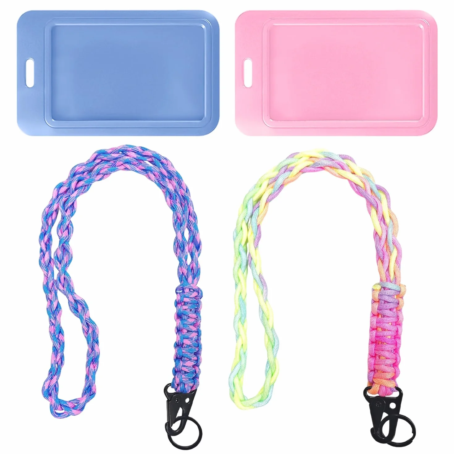 2 Piezas De Cordón Trenzado De Colores Y 2 Tarjetas De Trabajo. El Cuerpo De La Cuerda Es Fuerte Y Resistente Al Desgaste para Llaves Y Juegos De Tarjetas De Identificación.