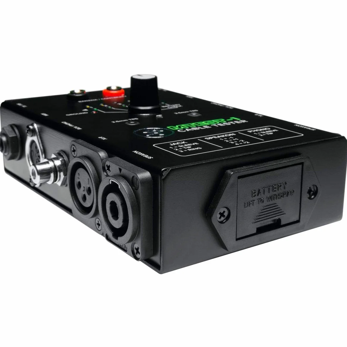 MACKIE MTest-1 comprobador de cables tester 6 pines 7 conectores TRS TS 1/4" 1/8" XLR RCA Speakon MIDI Banana